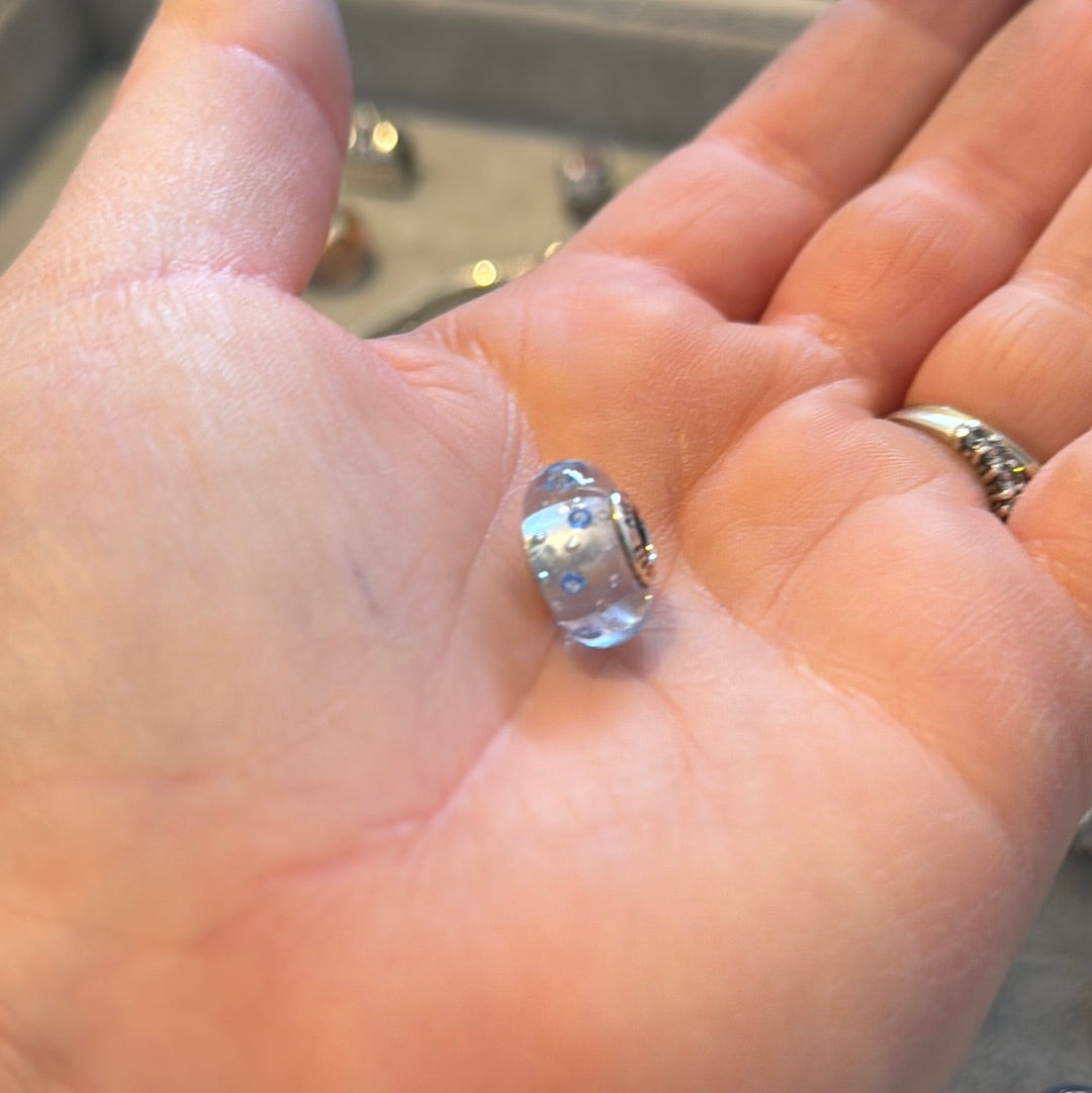 Genuine Pandora Baby Blue Fizzle Blue CZ Murano Charm