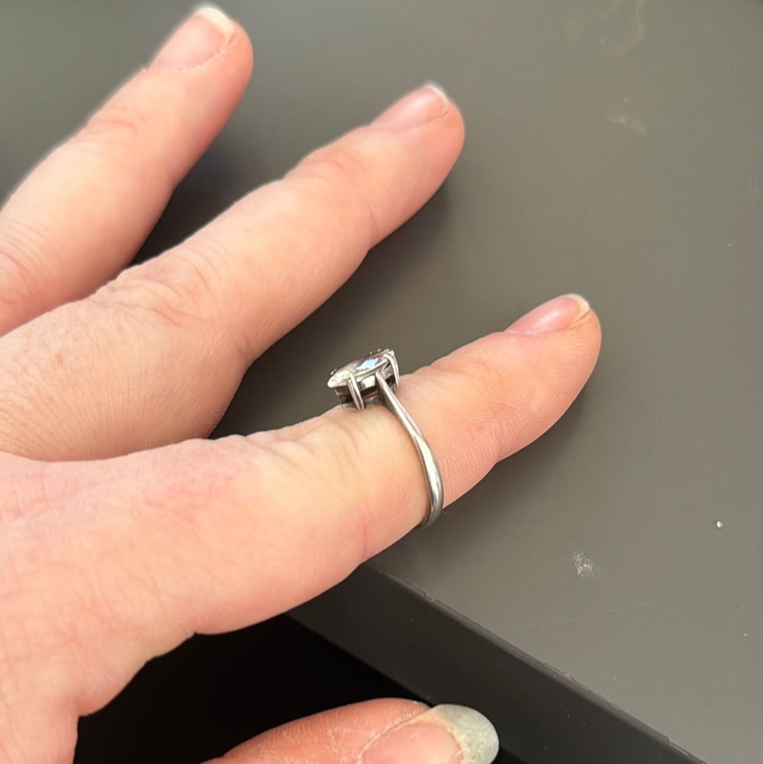 Sterling Silver Oval CZ Ring Size 50