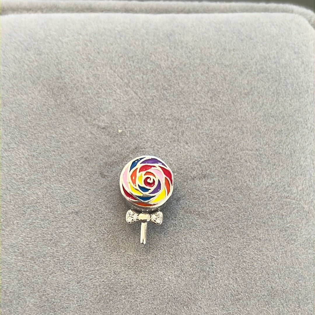 Sterling Silver Enamel Pave Lollipop Charm