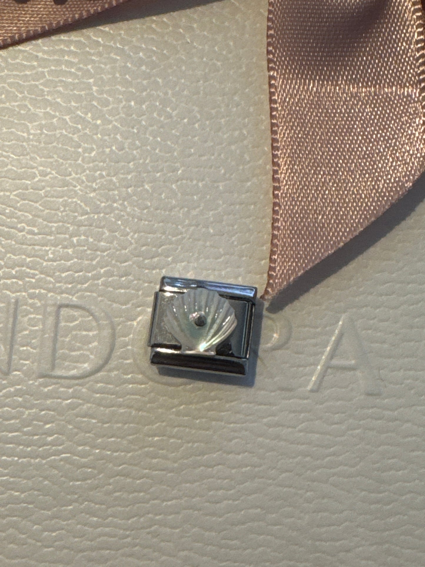 Genuine Nominations Silver Link Charm MOP Accent Shell