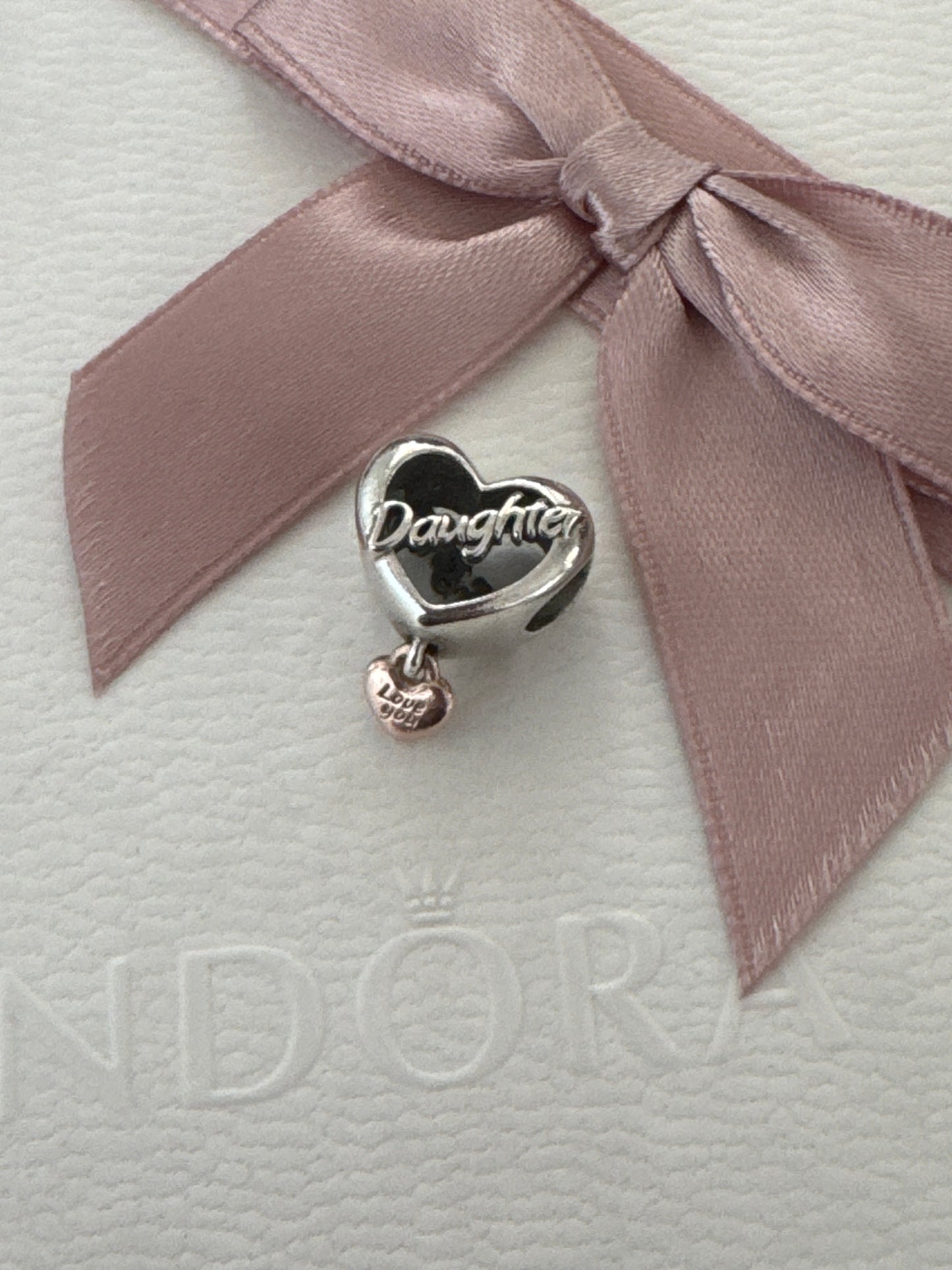 Genuine Pandora Heart Daughter Dangle Charm With Rose Gold Dangle Heart