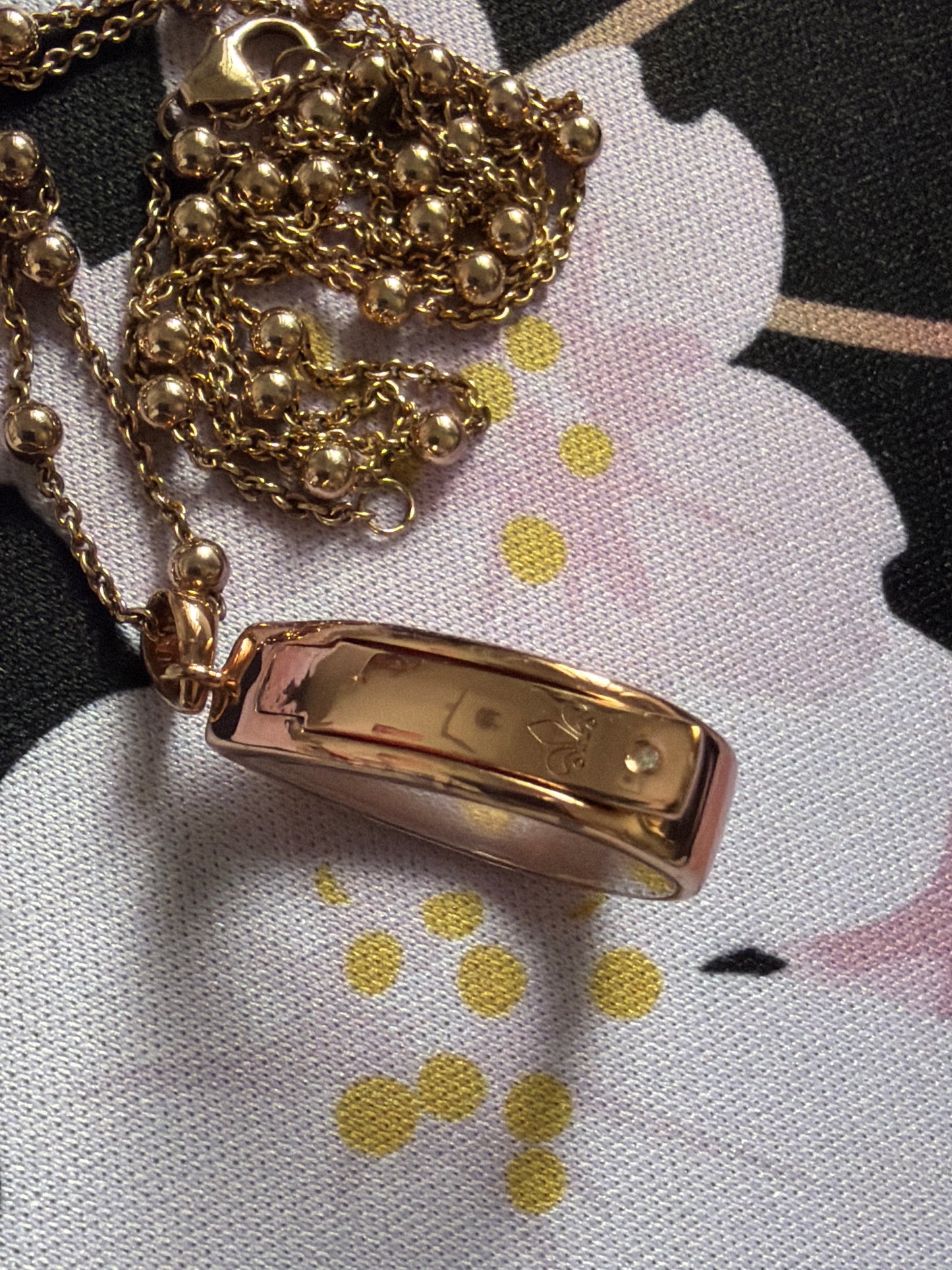 Genuine Hot Diamond Rose Gold Anaiz Memory/ Petite Locket Teardrop Necklace With Rose Gold Hot Diamond Beaded Chain