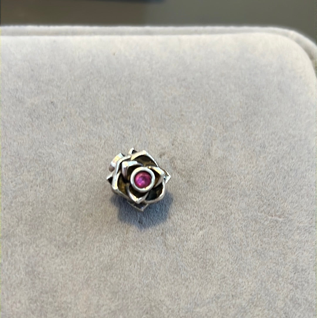 Genuine Chamilia Rose Flower CZ Charm