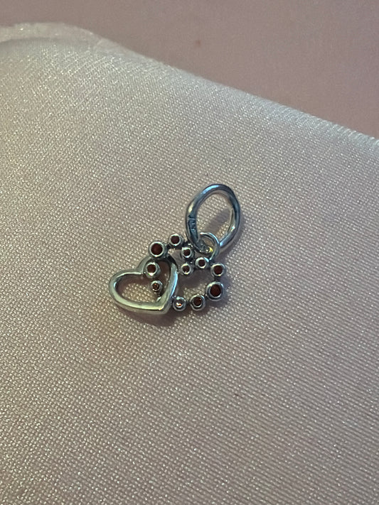 Genuine Pandora Interlinked Connected Hearts Red Cz Pave Dangle Charm