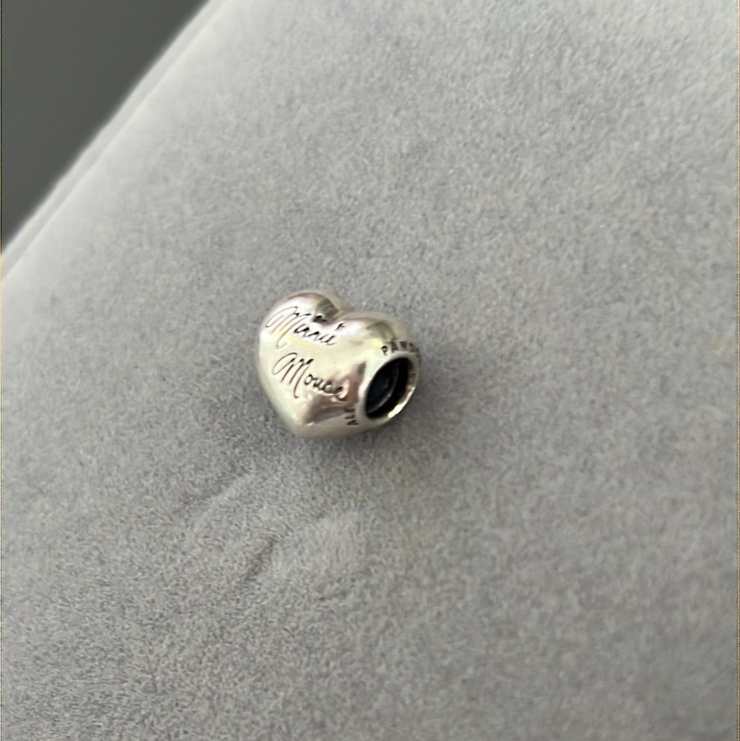 Genuine Pandora Disney Minnie Mouse Autograph Signature Heart Charm