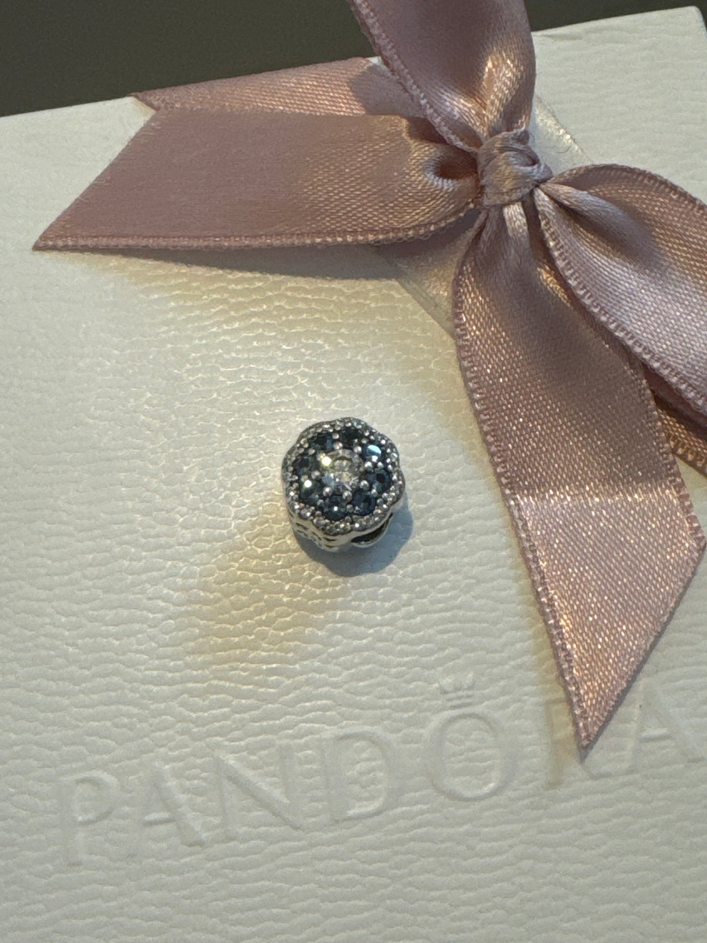 Genuine Pandora Blue Sparkle Flower Pave Charm HTF