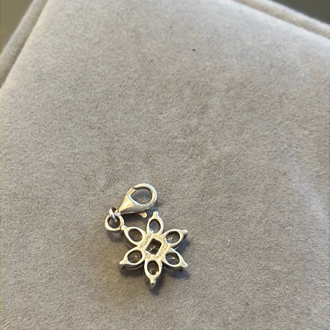 Genuine Thomas Sabo Sterling Silver Dangle Clip Pave CZ Flower Snowflake Charm