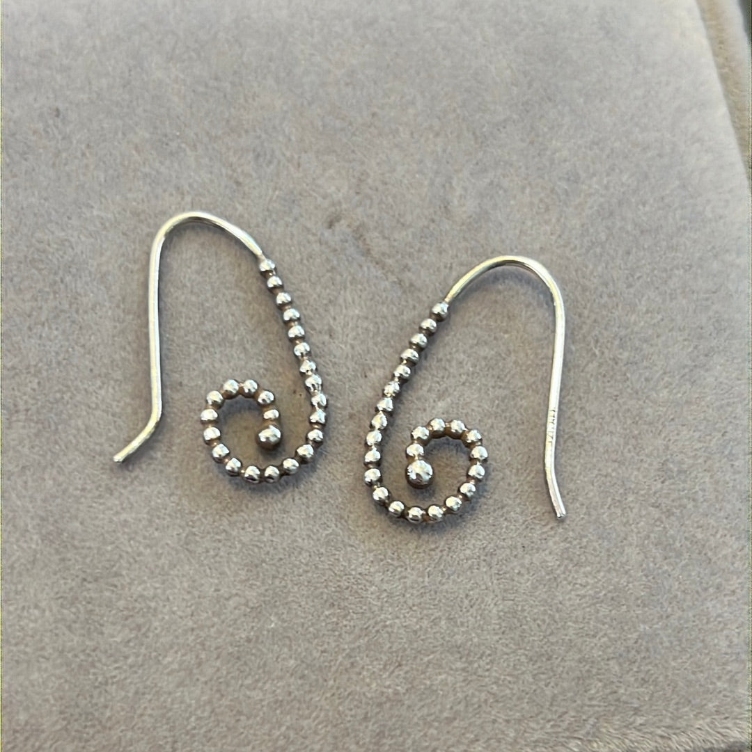 Genuine Pandora Dangle Earrings Beaded Spiral Posts Compose