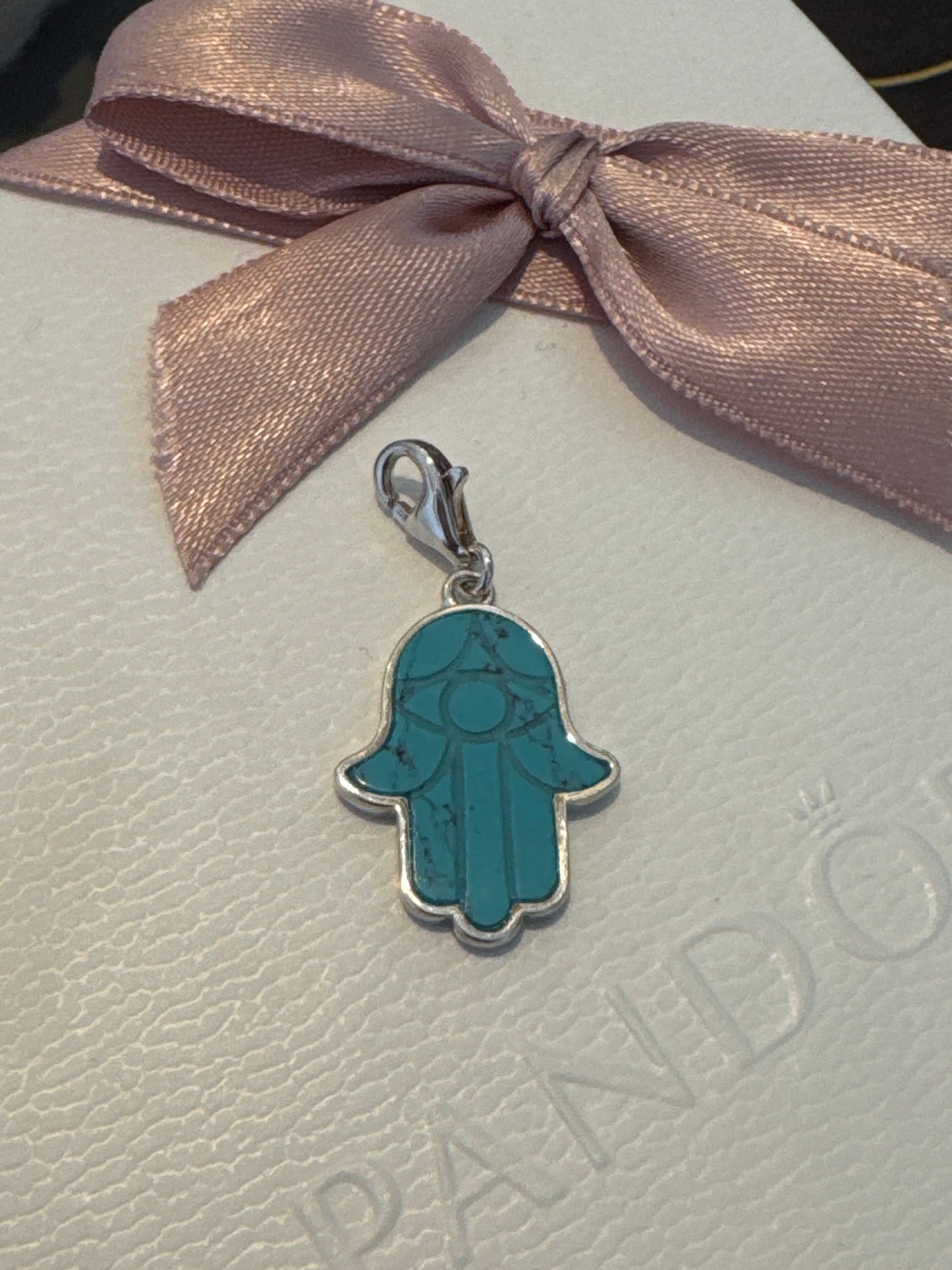 Genuine Thomas Sabo Large Turquoise Teal Hamsa Fatima Hand Dangle Charm