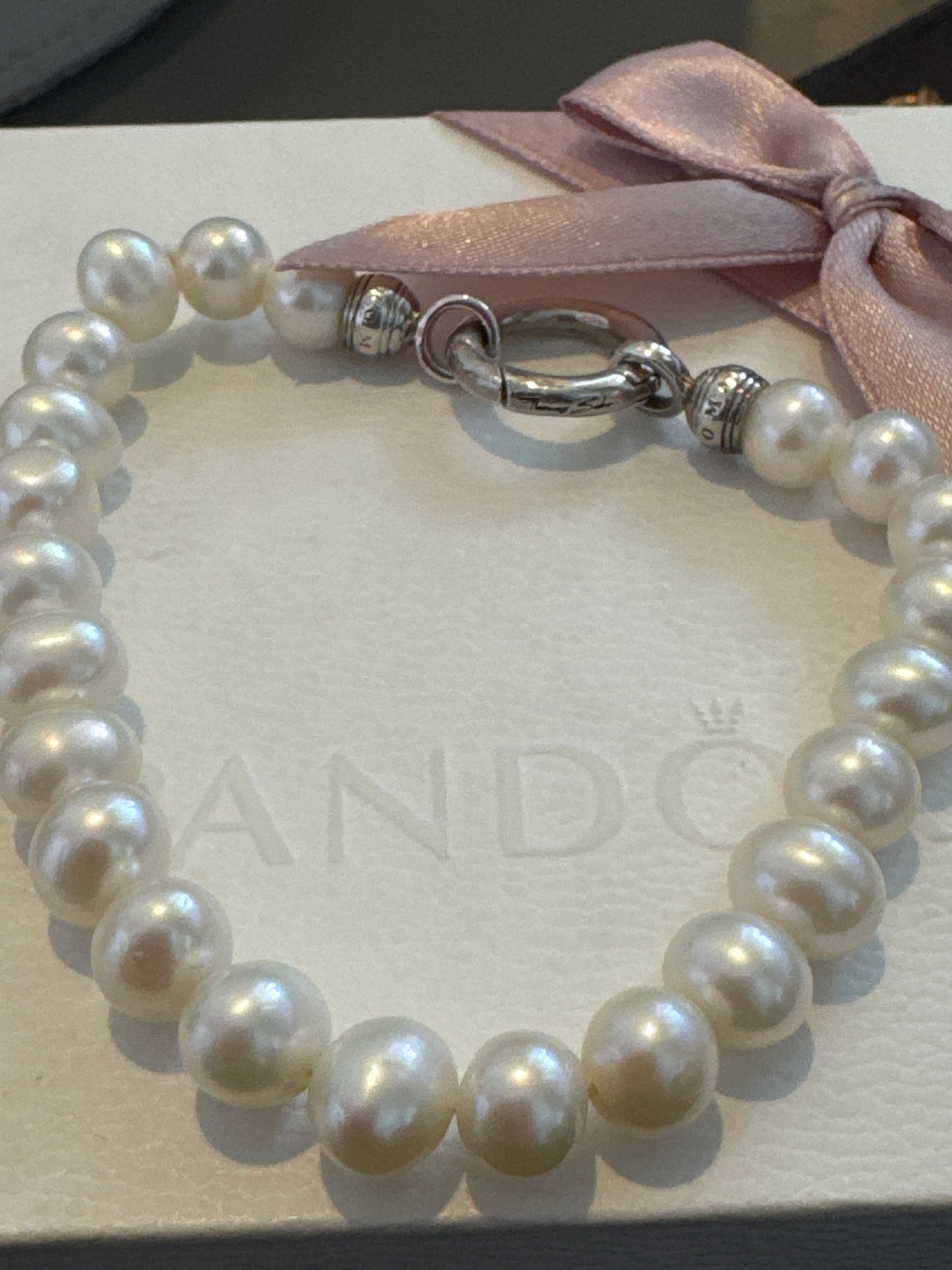 Genuine Thomas Sabo Freshwater Pearl & Silver O Clasp 19cm Bracelet