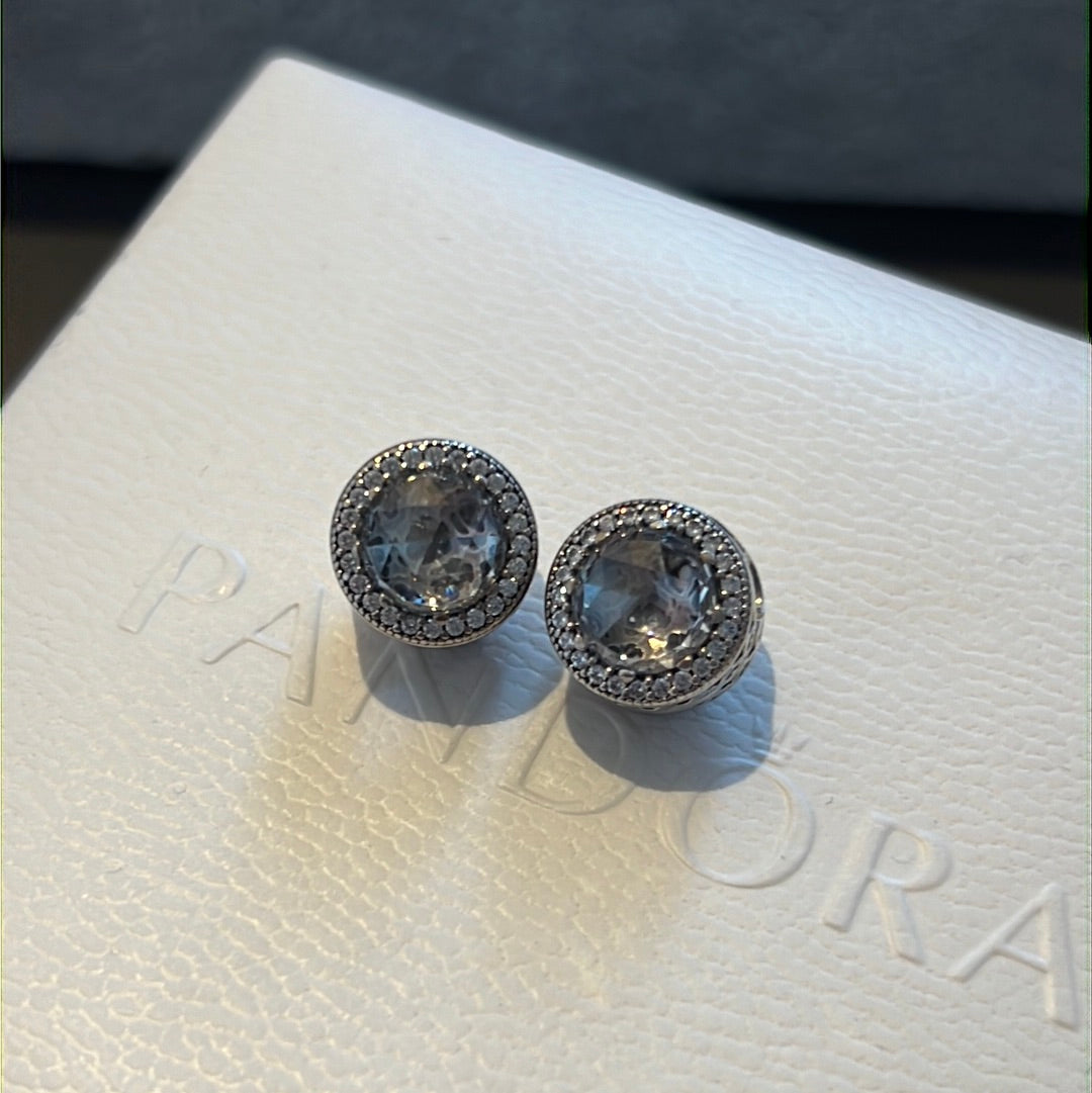 Genuine Pandora Clear Pave Radiants Hearts Pave Large Stone Charm Clip RARE HTF