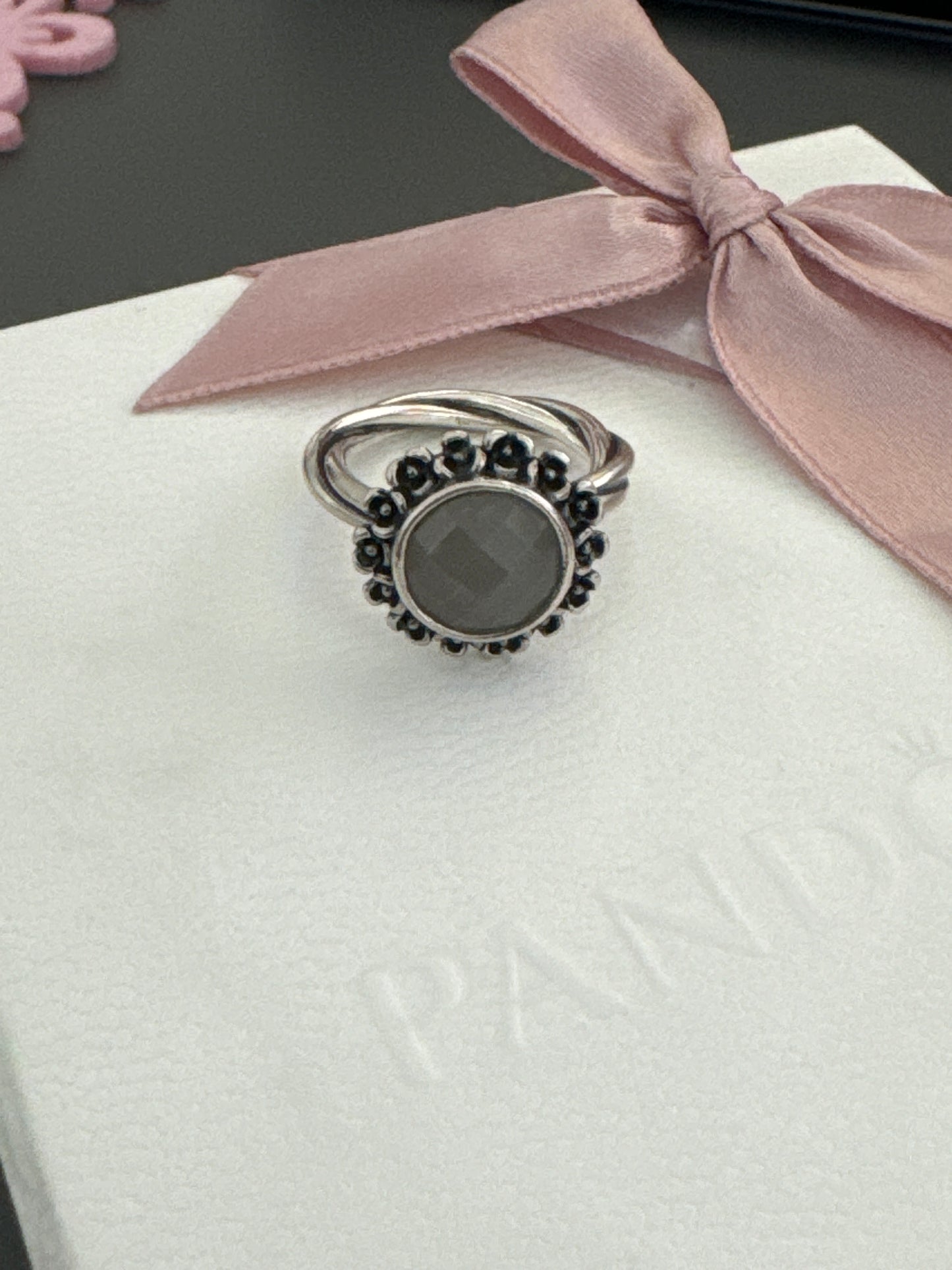Genuine Pandora Rare and HTF Moonstone Wanda's Ring 54