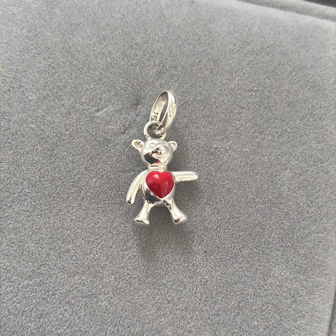 Genuine Links of London Teddy Bear With Enamel Heart Animal Charm
