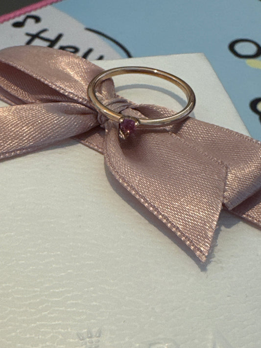 Genuine Pandora Rose Gold Small Heart Pink CZ Solitaire Ring 54
