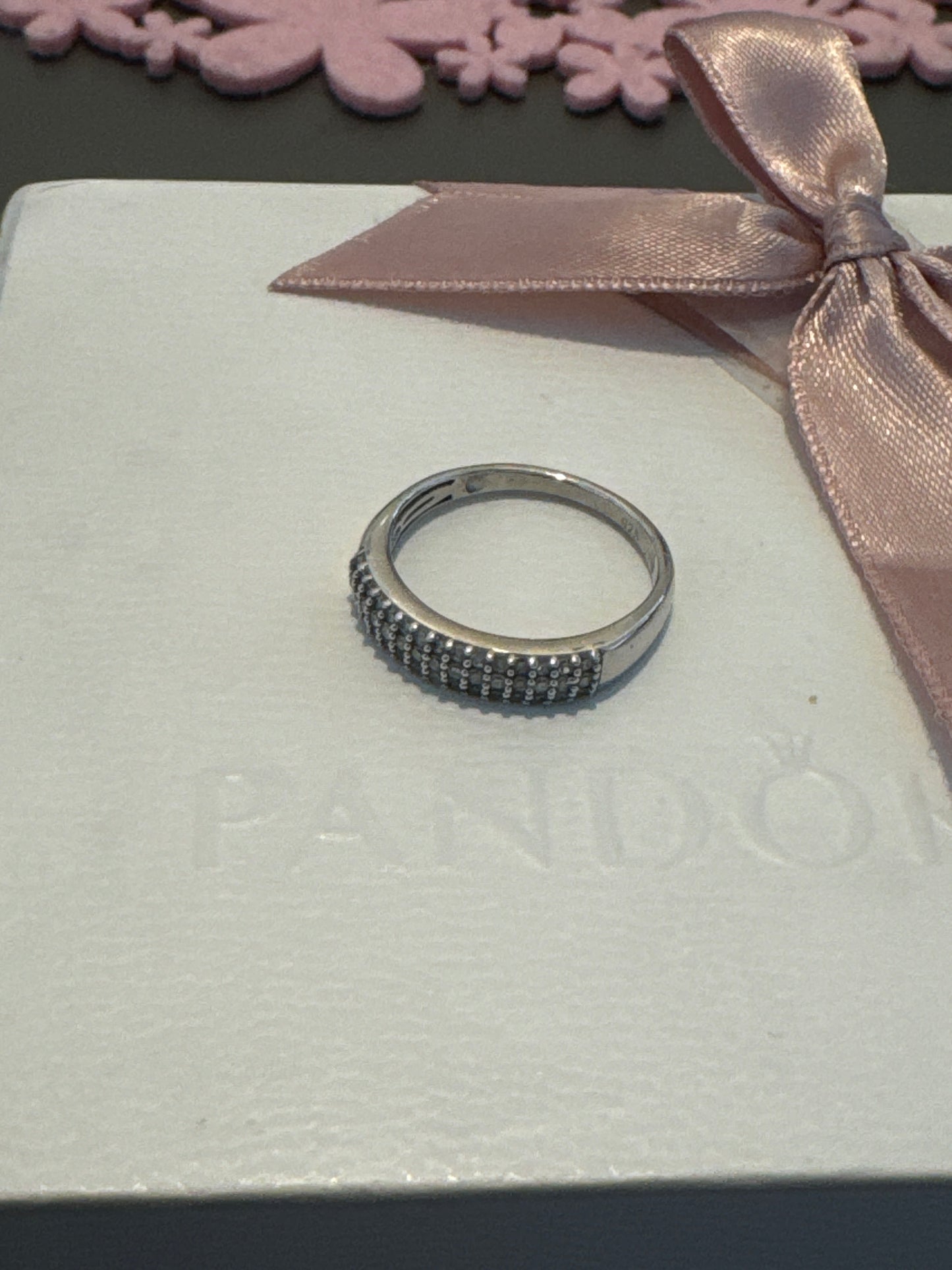 Sterling Silver Large Clear CZ Band Statement Ring 58