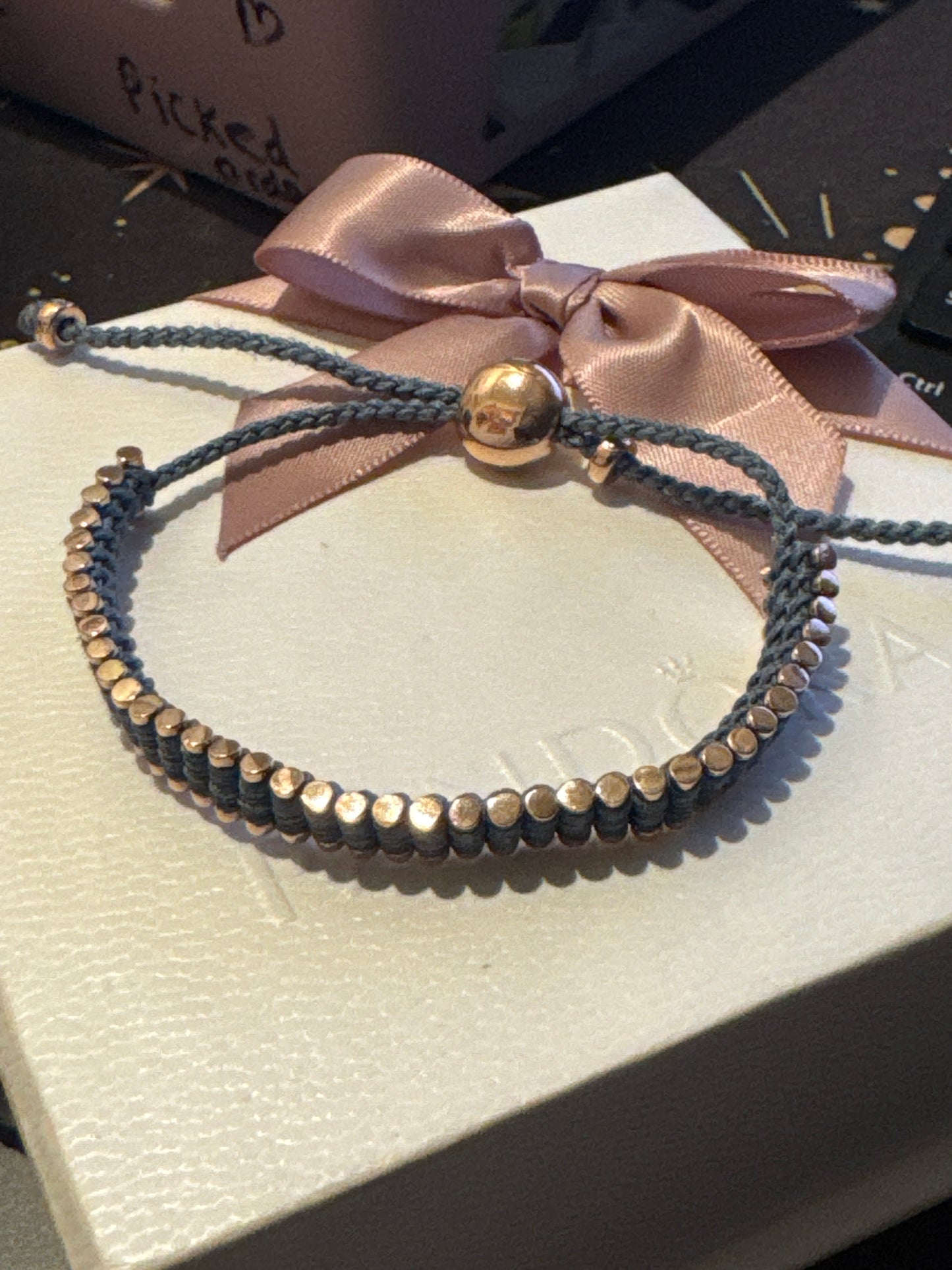 Genuine Links Of London Rose Gold Plated Friendship Bracelet Blue / Grey