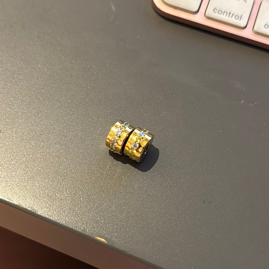 Genuine Pandora Shine Gold CZ Clear and Gold Clip