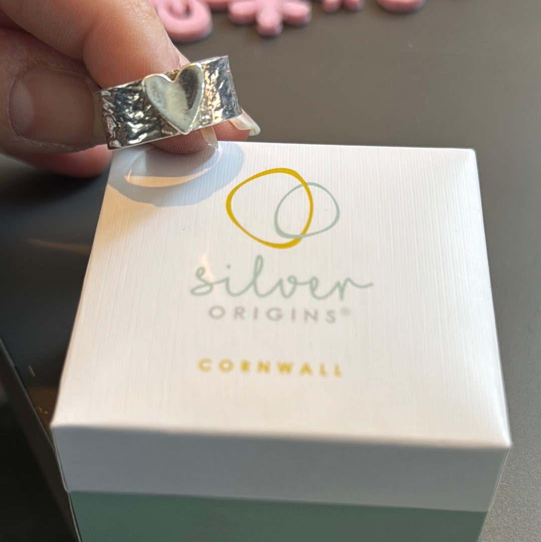 Genuine Silver Origins Cornwall Chunky Heart Ring 54