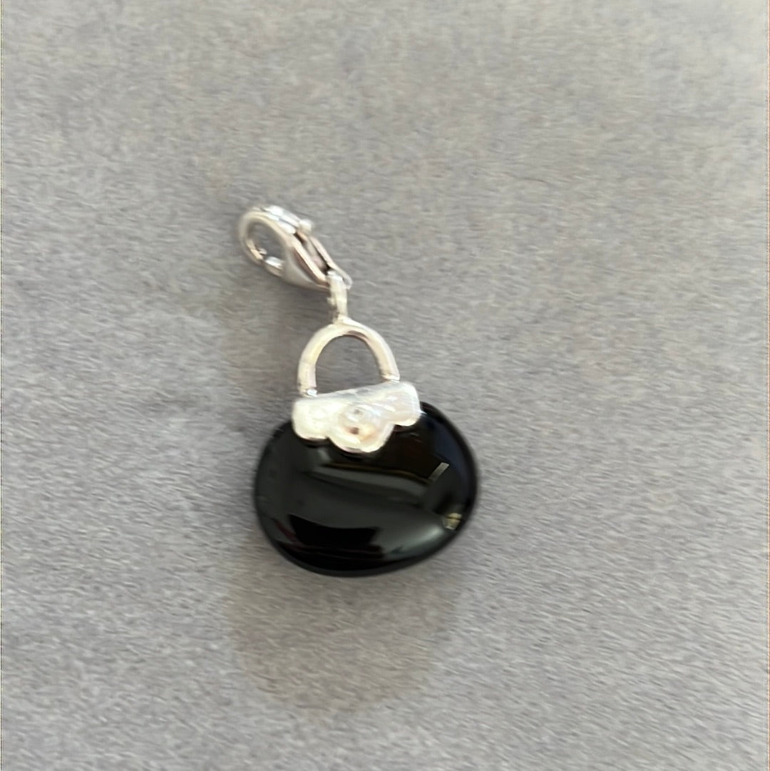 Genuine Thomas Sabo Black Stone Handbag Purse Dangle Clip Charm