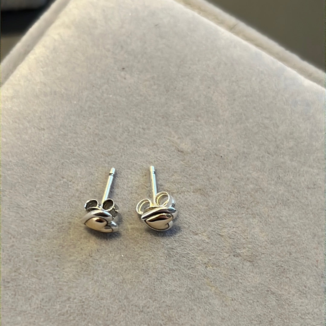 Genuine Pandora Two Tone Gold Heart Earrings