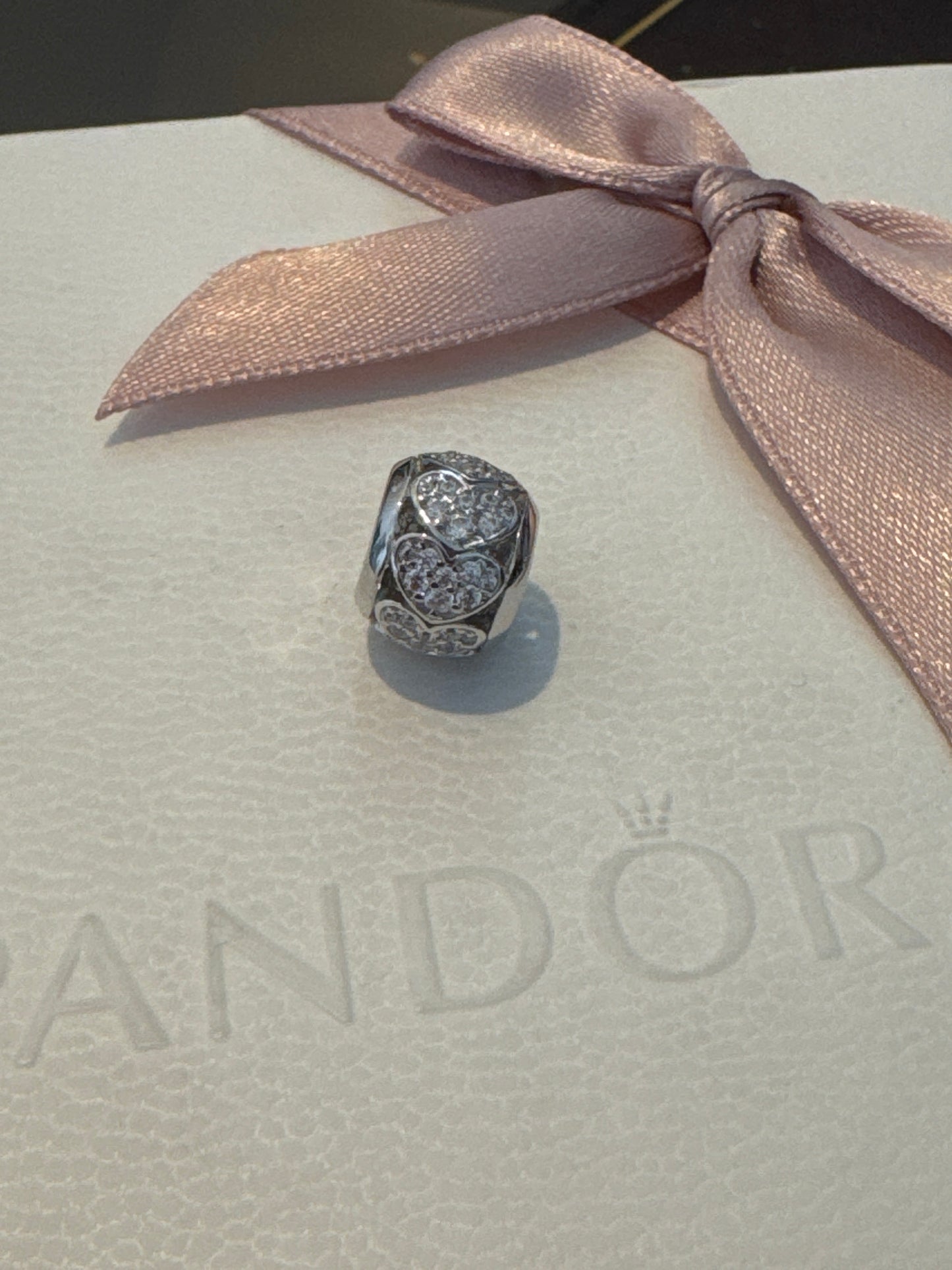 Genuine Gnoce Pave Heart Openwork Charm