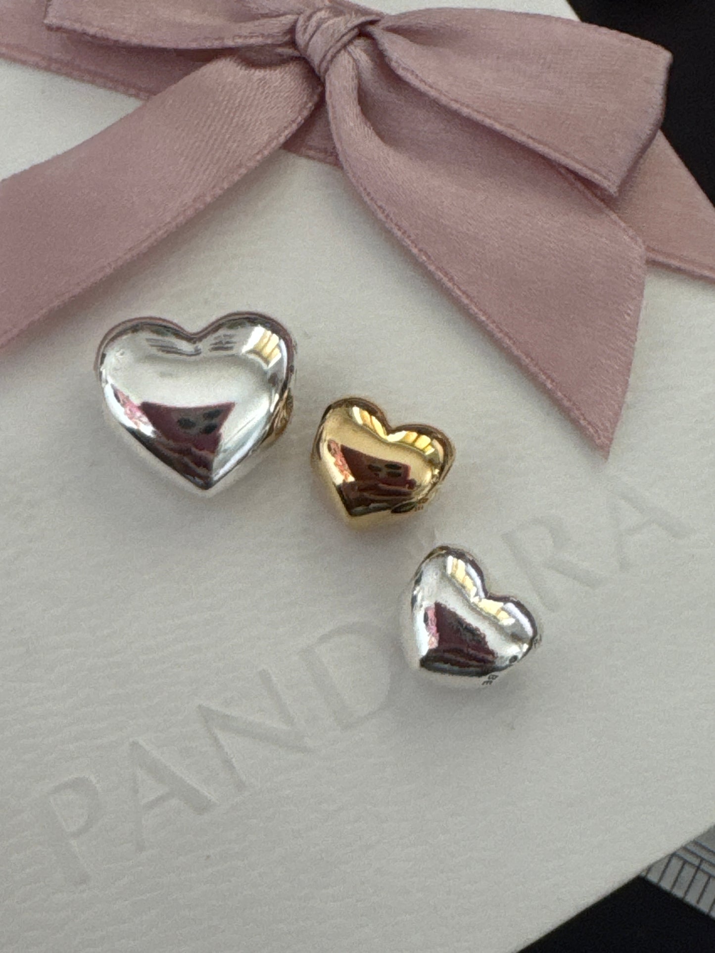 Genuine Pandora Be Love New Style Puffed Heart Engravable Charms Size..