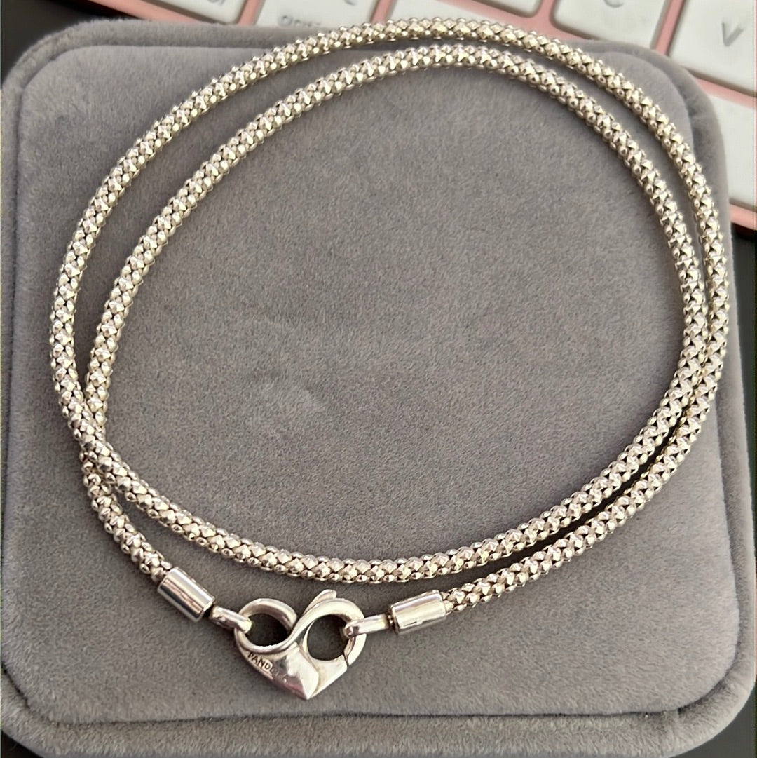 Genuine Pandora New Style Studded Chain Heart Necklace 45cm