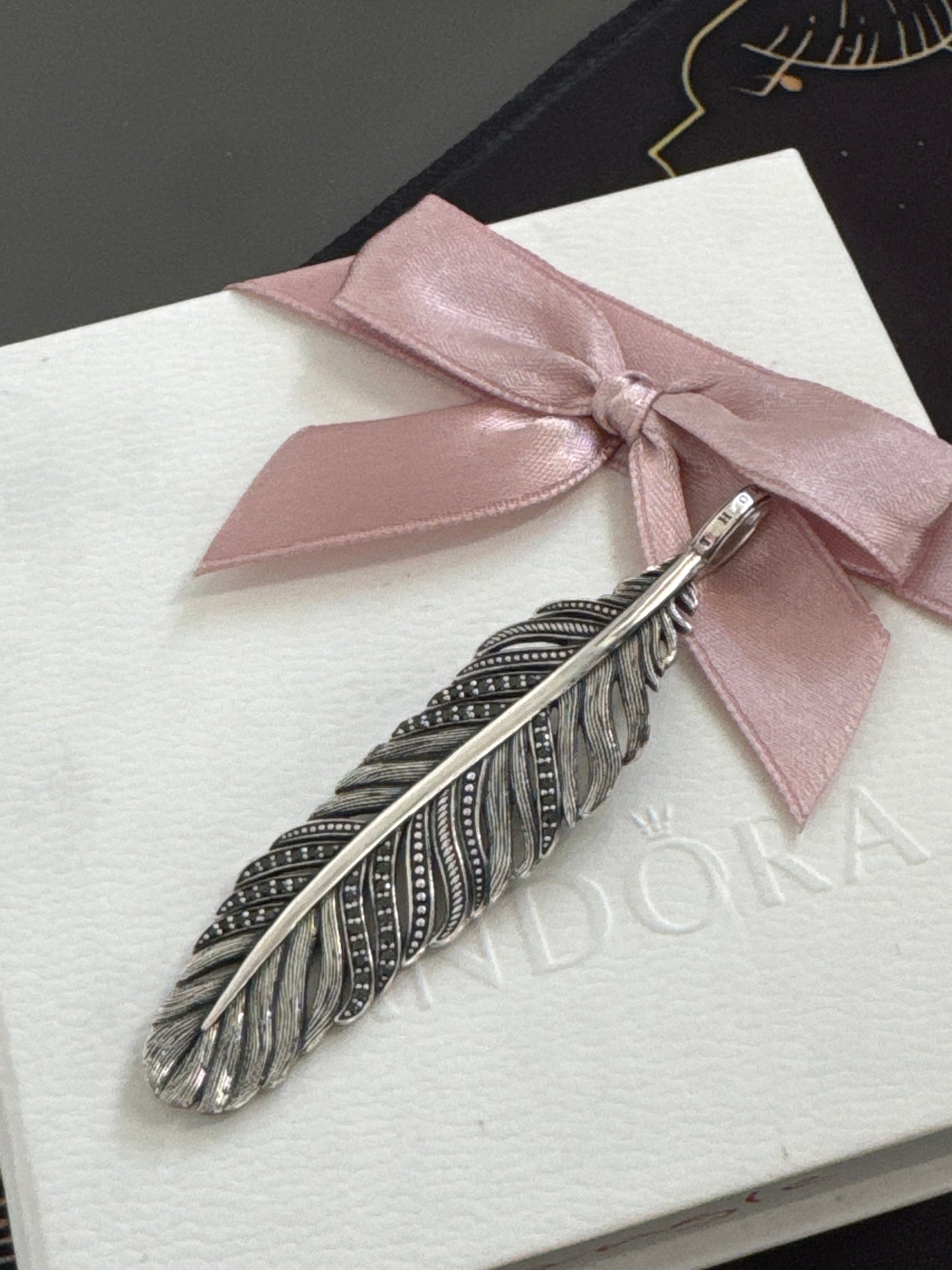 Thomas Sabo Sterling SilverBlack Pave Feather Angel Wing Large Pendant