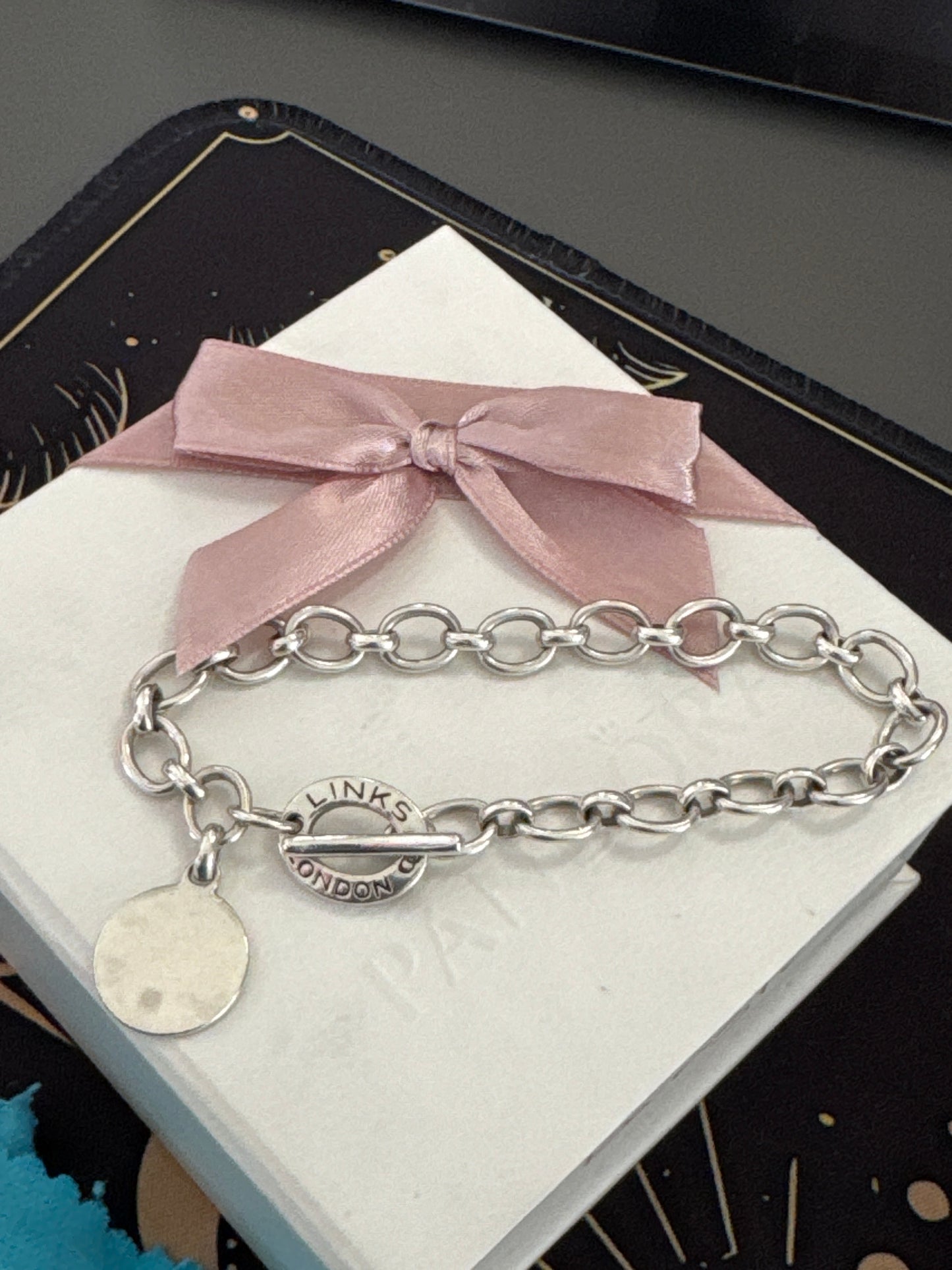 Genuine Links of London Silver Link Charm Bracelet T-Bar 20cm