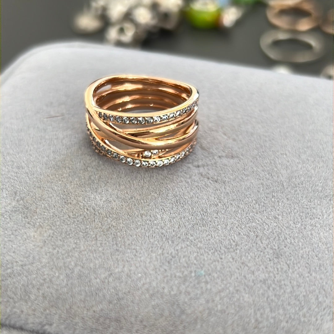 Genuine Pandora Rose Gold Pave Line Clear CZ Stone Ring Size 58