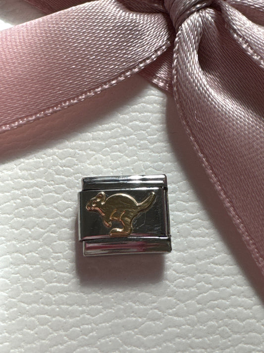 Genuine Nomination Silver Link Charm Gold Kangaroo Animal