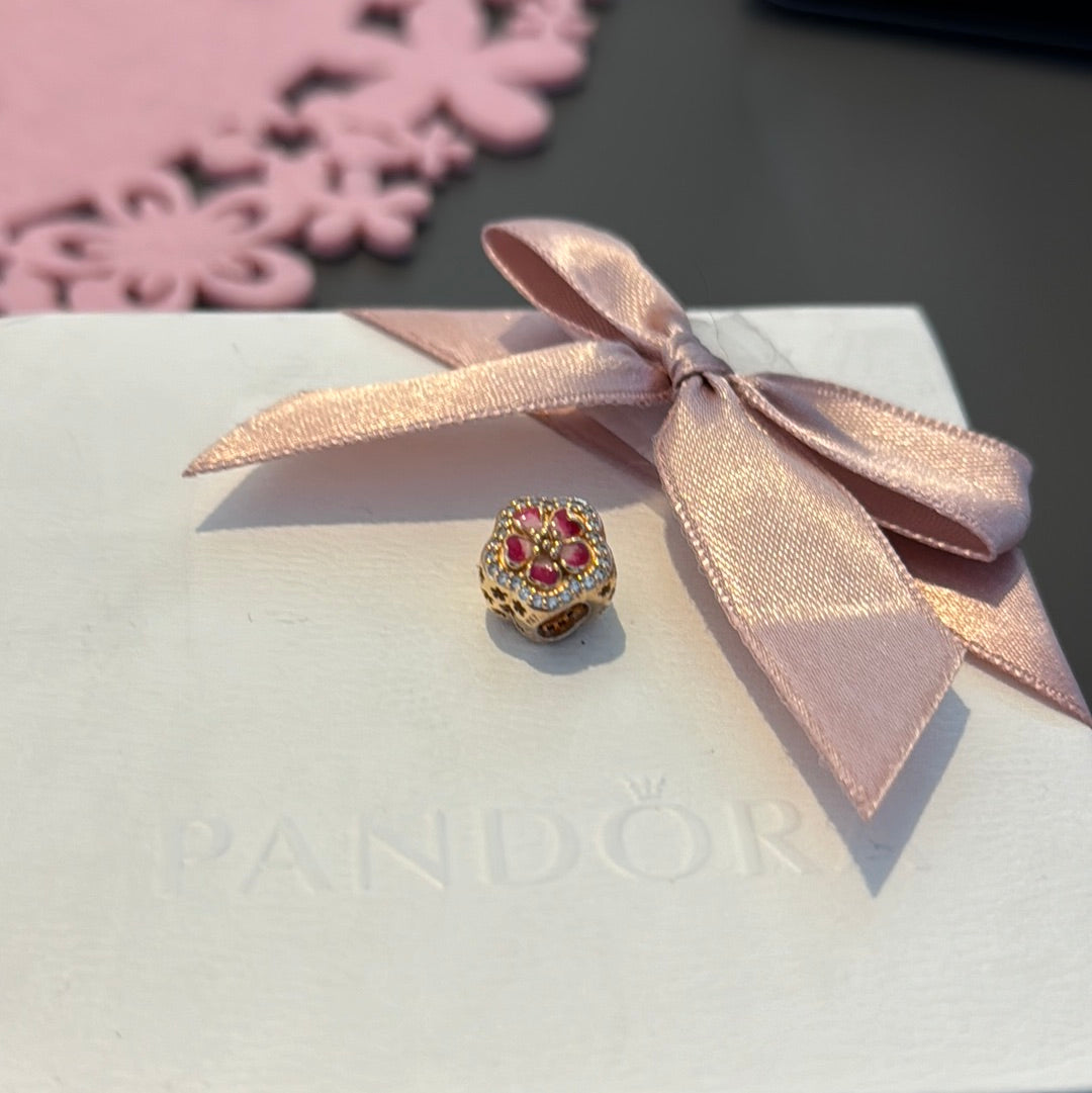 Genuine Pandora Rose Gold Cherry Blossom Flower Charm HTF