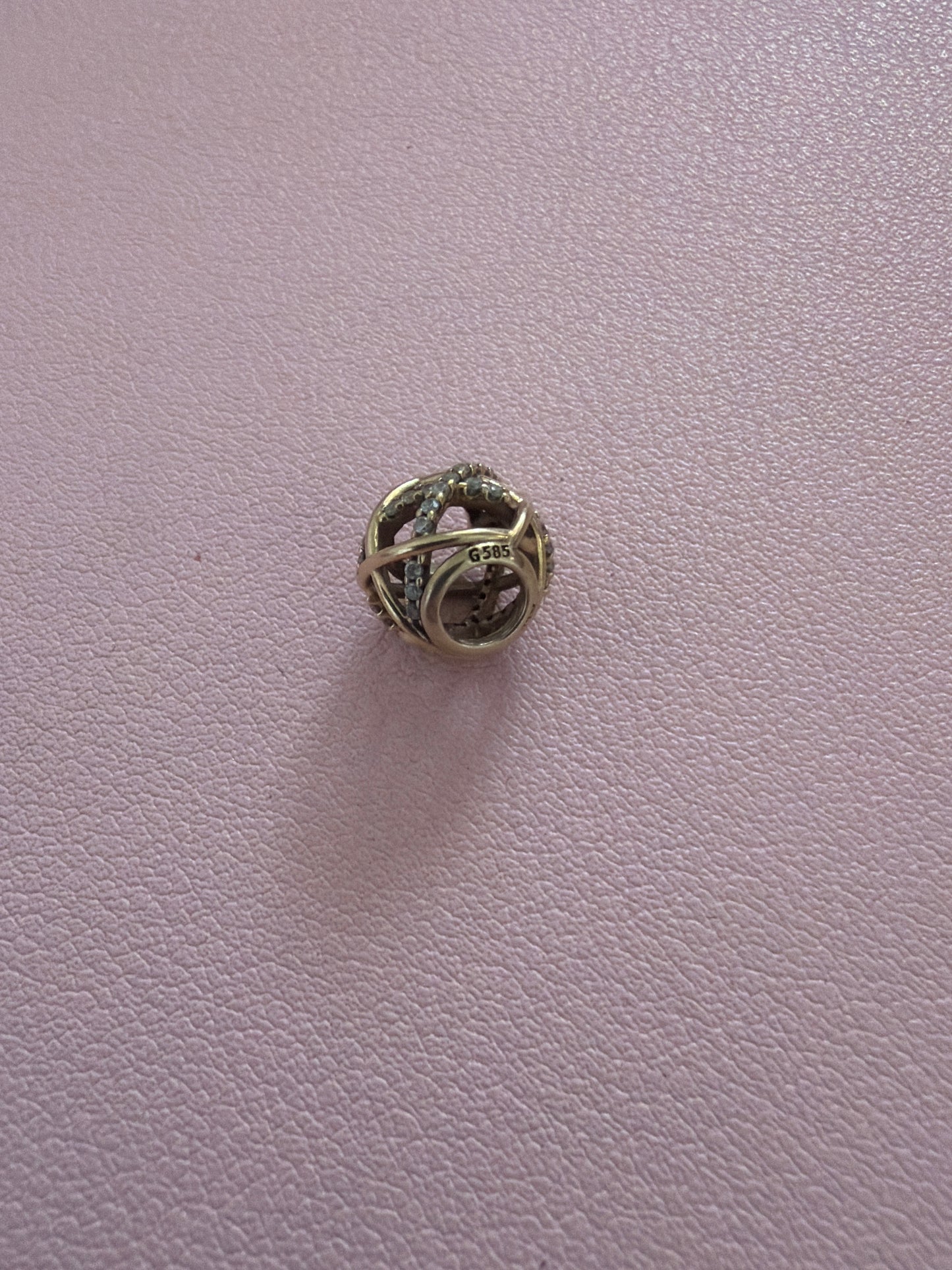 Genuine Pandora Solid Gold G585 Galaxy Pave Line Open Charm