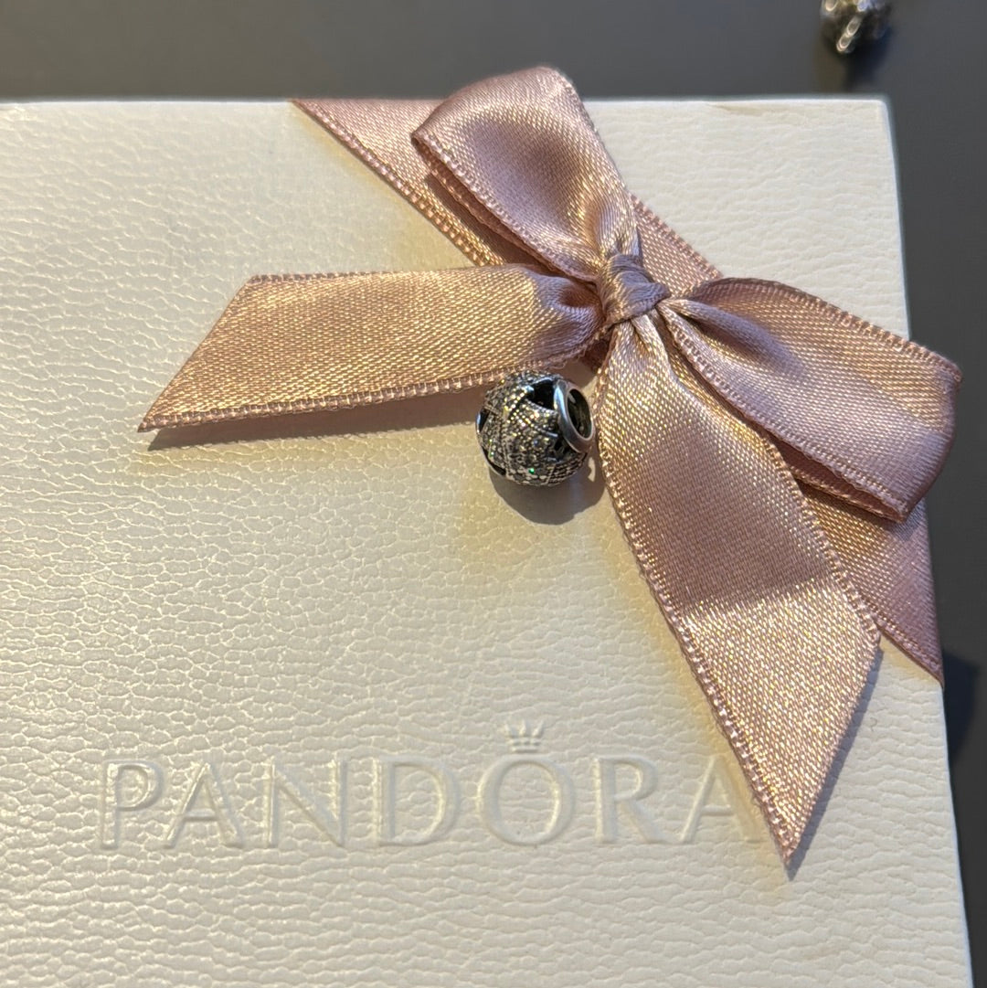 Genuine Pandora Oriental Fan of love Charm Pave Openwork