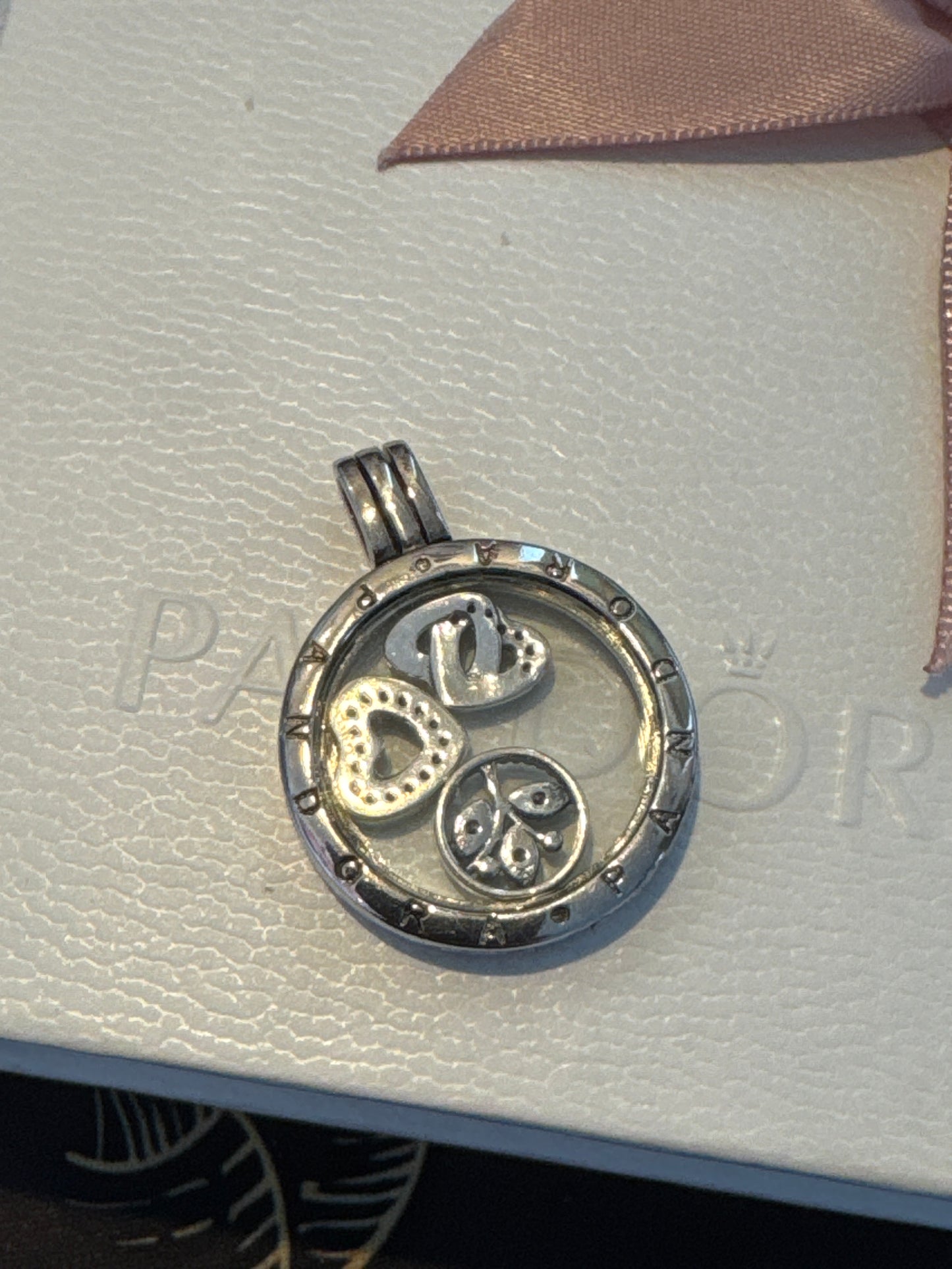 Sterling Silver Memory Locket Pendant with Small Charms
