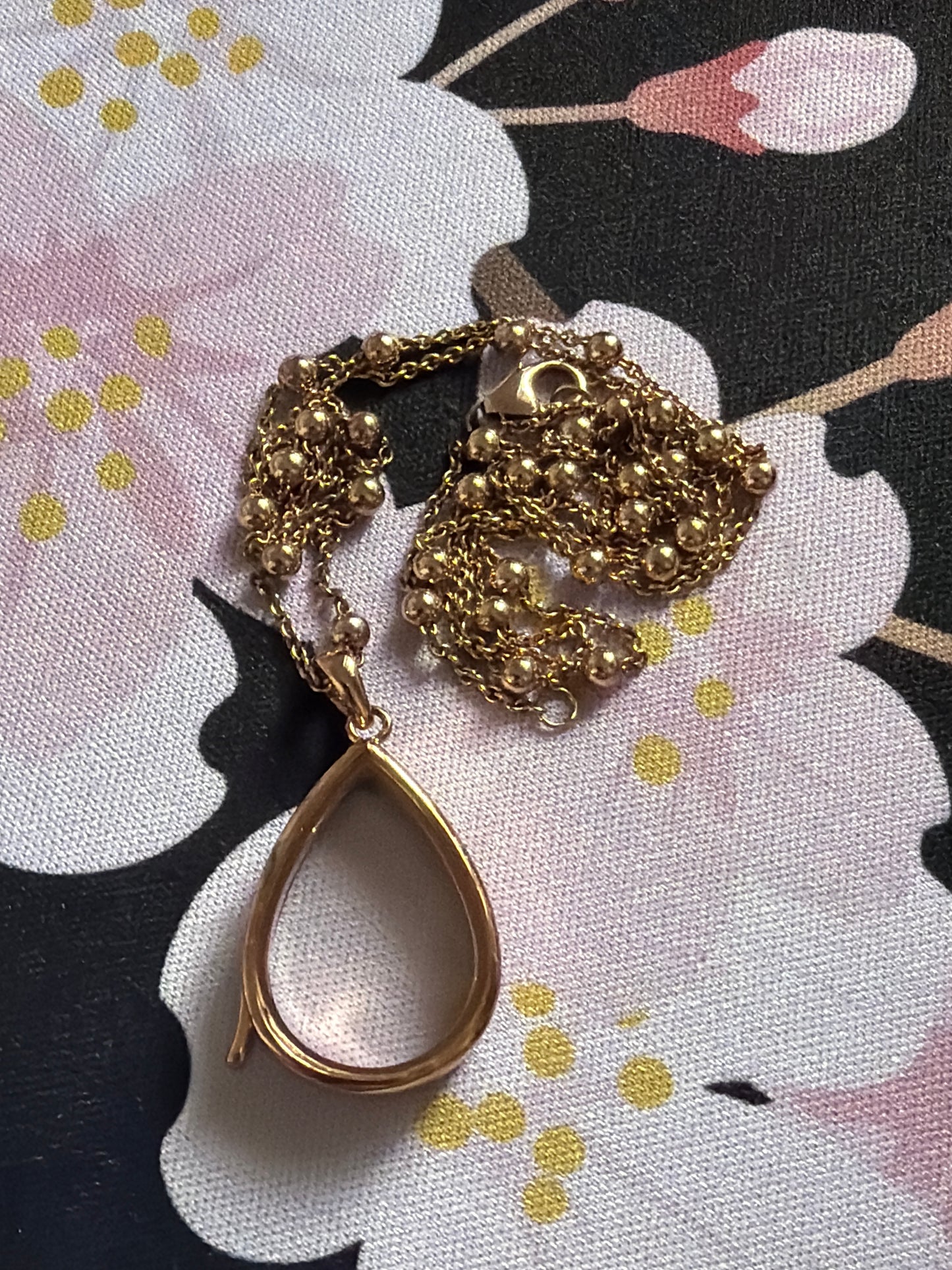 Genuine Hot Diamond Rose Gold Anaiz Memory/ Petite Locket Teardrop Necklace With Rose Gold Hot Diamond Beaded Chain