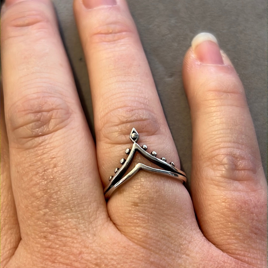 Sterling Silver Wishbone Open Tiara Ring 56