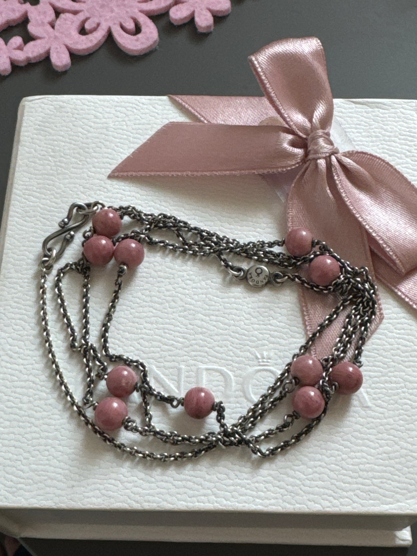 Genuine Pandora Rhodonite Pink Rock 80cm Open End Chain 590405RNI-80