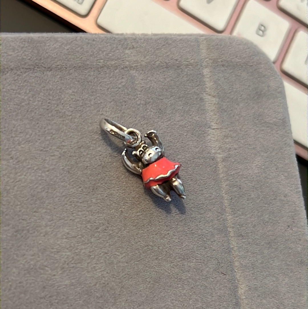 Genuine Links of London Enamel Pink Dancing Hippo Charm