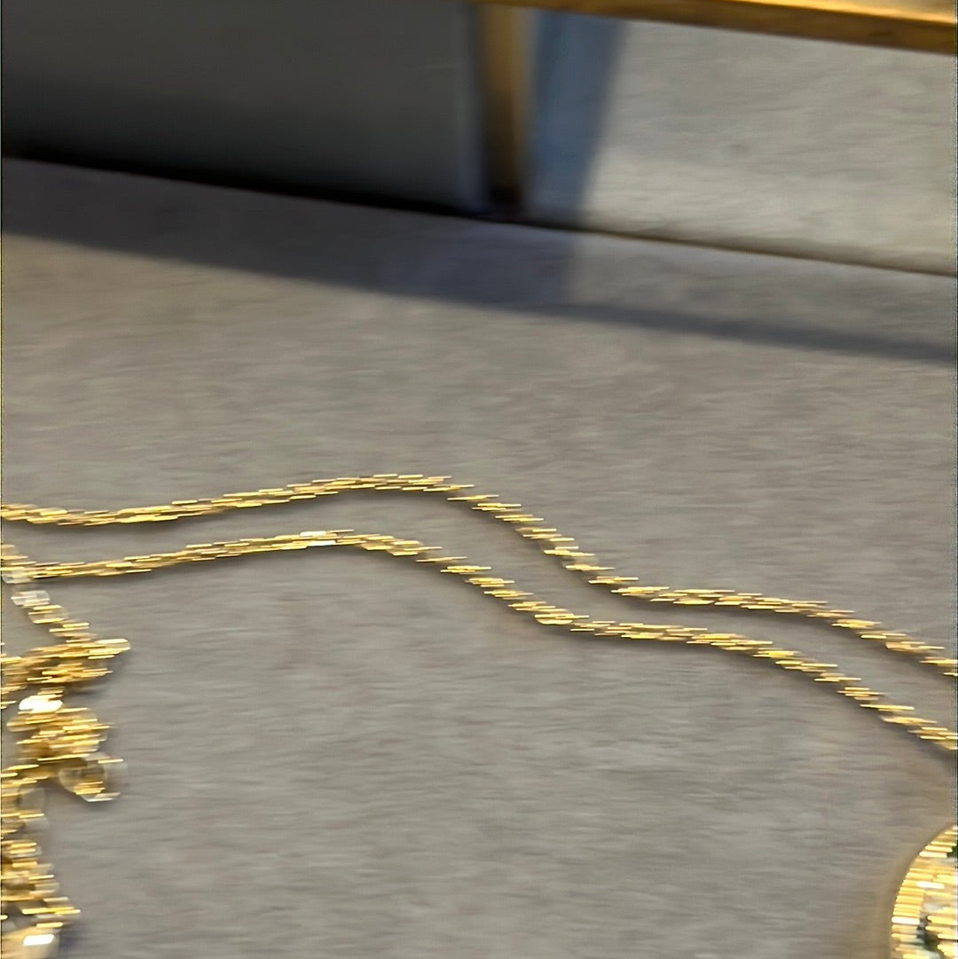 Brand New 14ct Gold Plated Lucky Elephant Necklace Green Gemstone 45cm