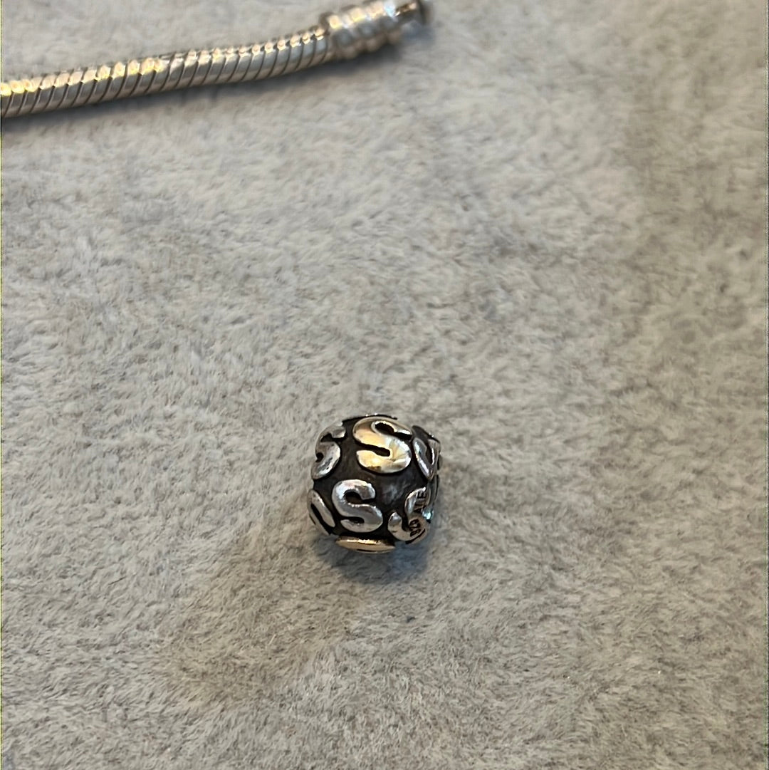 Genuine Pandora Retired Golden Two Tone Letter S