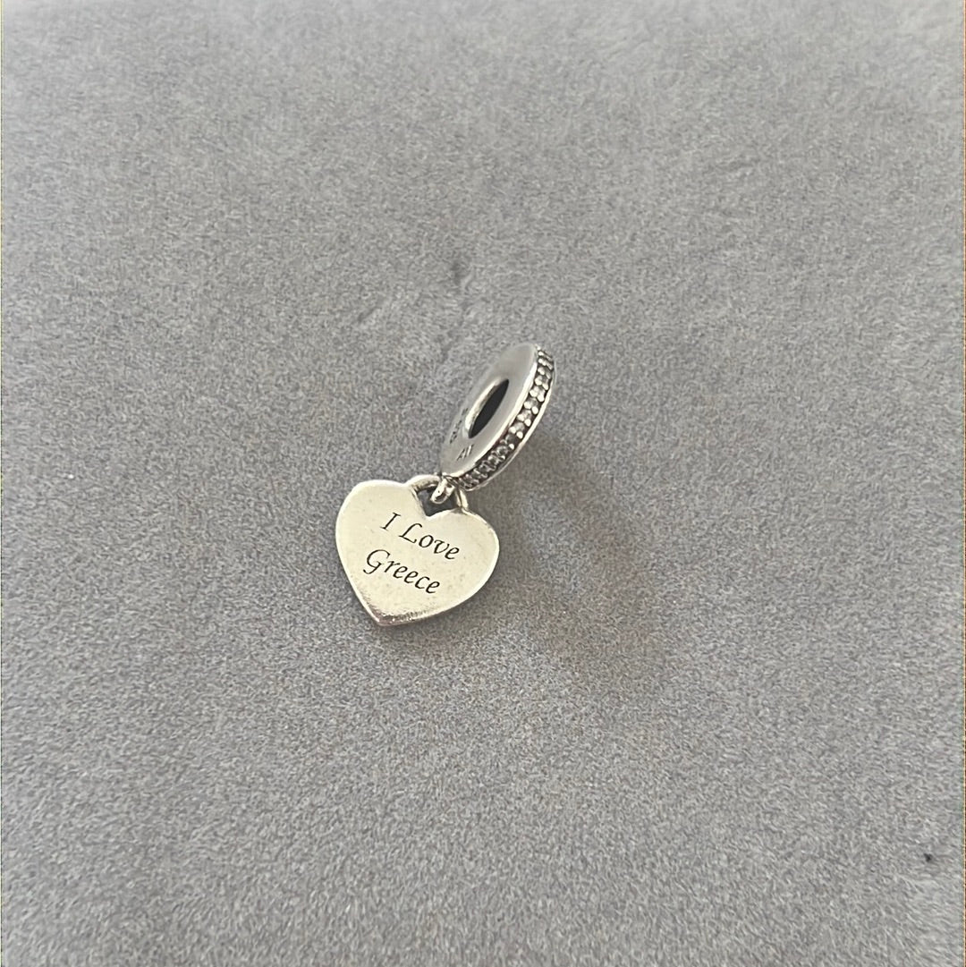 Genuine Pandora I Love Greece Pave Travel Dangle Charm