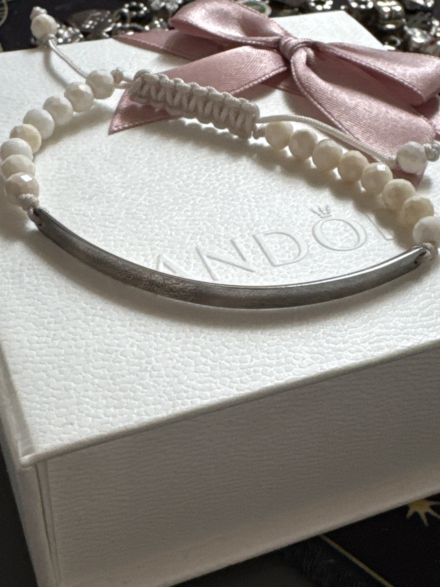 Genuine Thomas Sabo Love Bridge White Gem Adjustable Silver Bangle