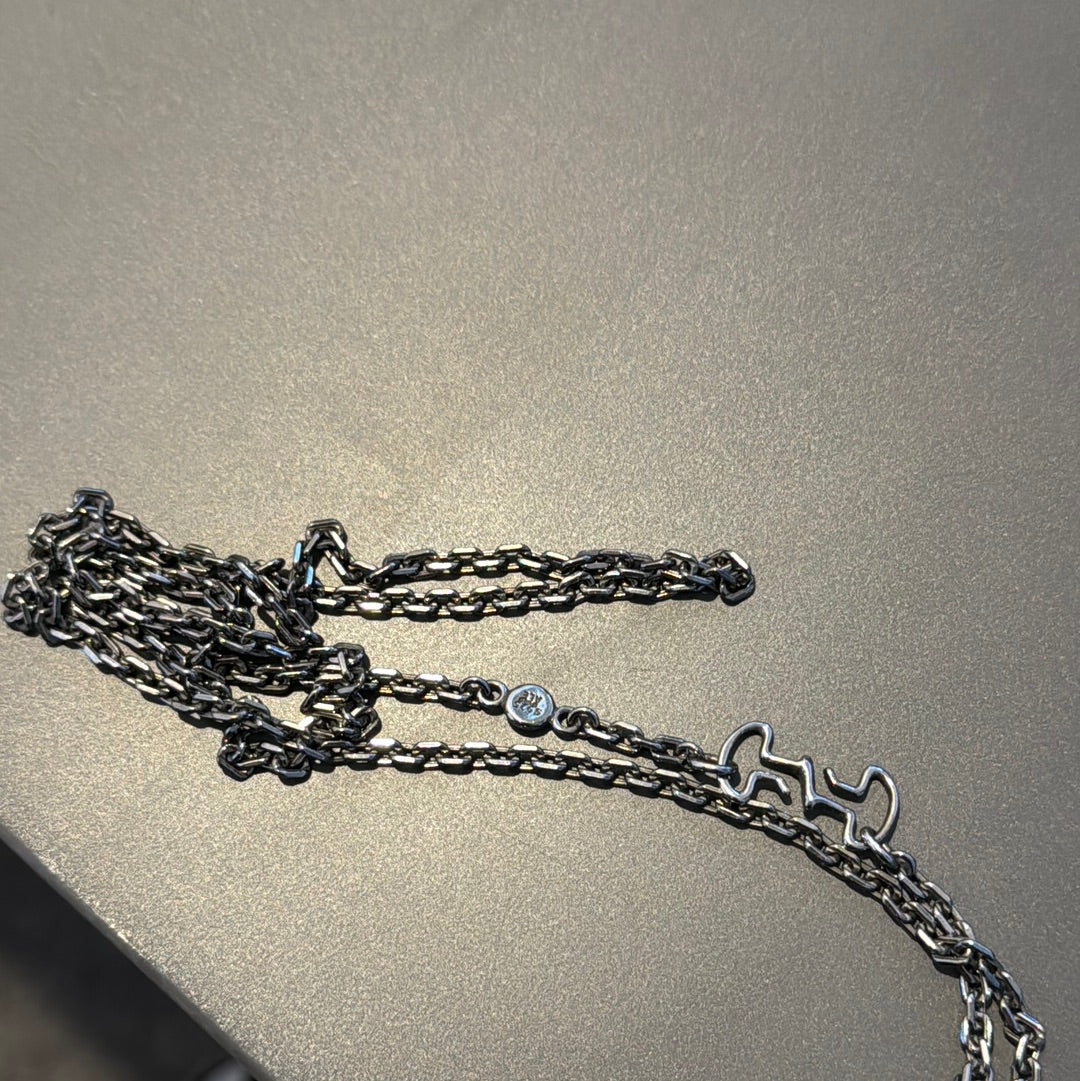 Genuine Pandora Gun Metal Oxidised Necklace with Hook Clasp 60cm RARE HTF