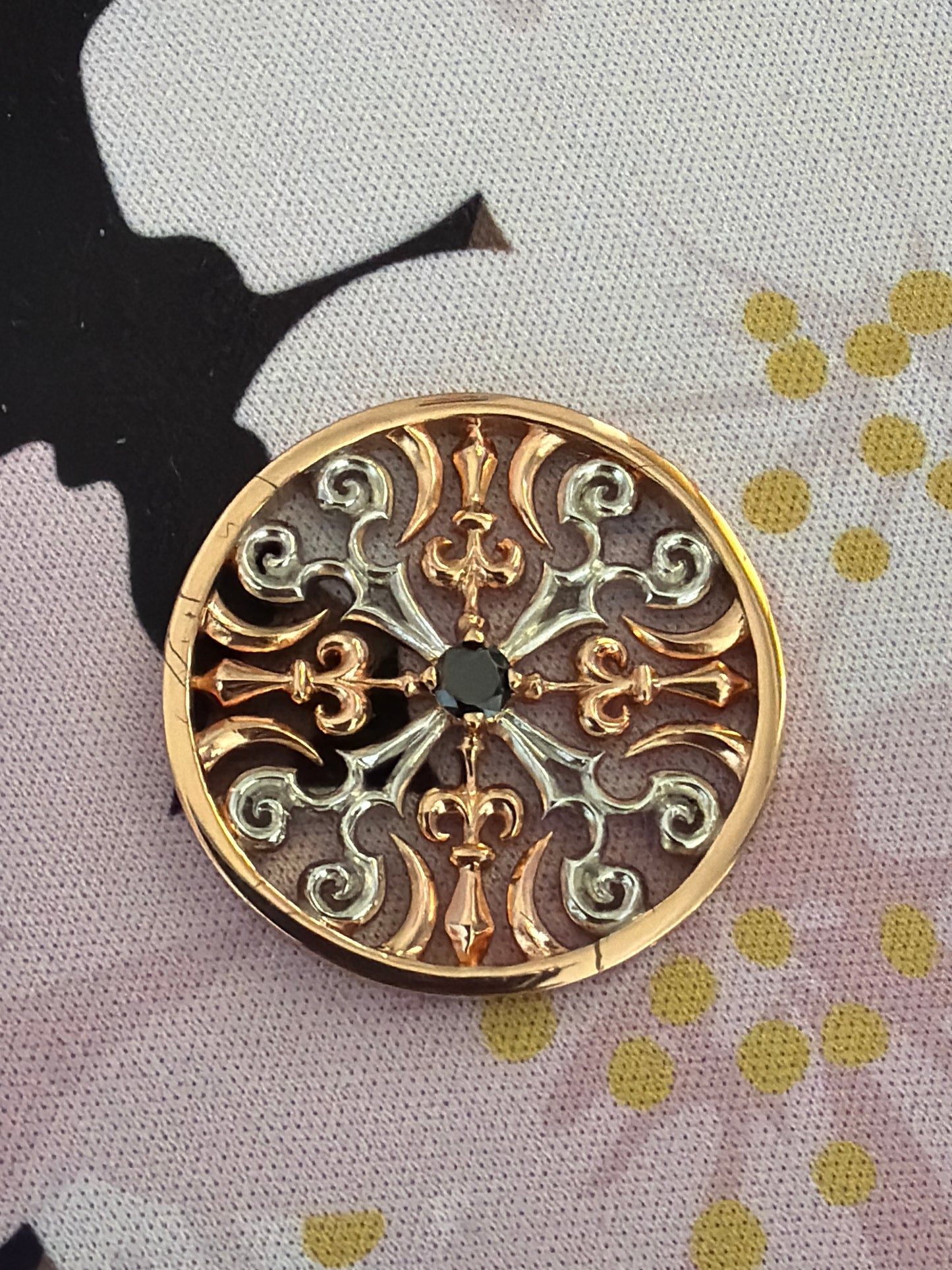 Genuine Hot Diamond Rose Gold Emozioni Two Tone Black CZ Large Coin For the Coin Keeper Necklace