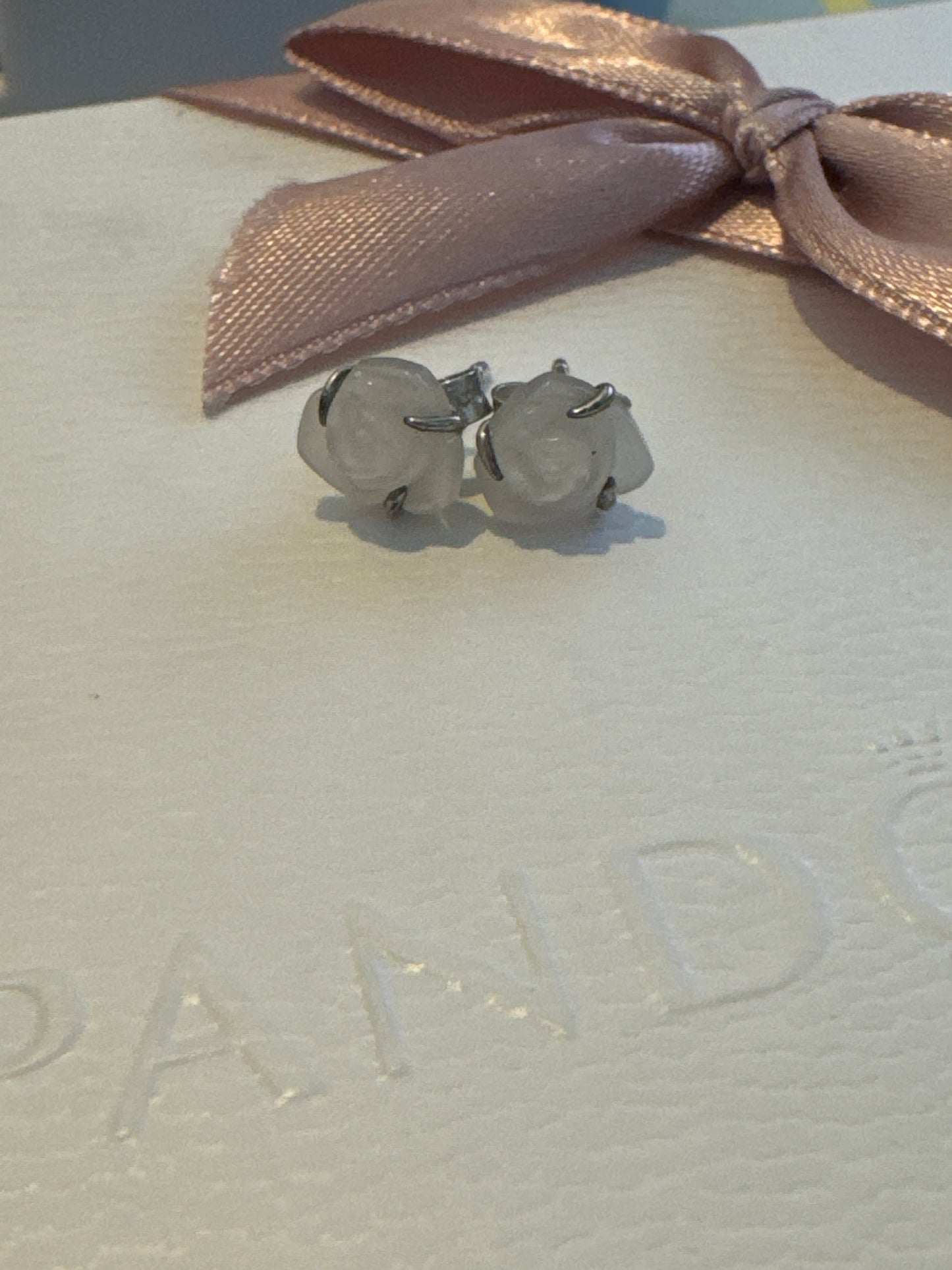Genuine Pandora Rose in Bloom White Rose New Style Stud Earrings