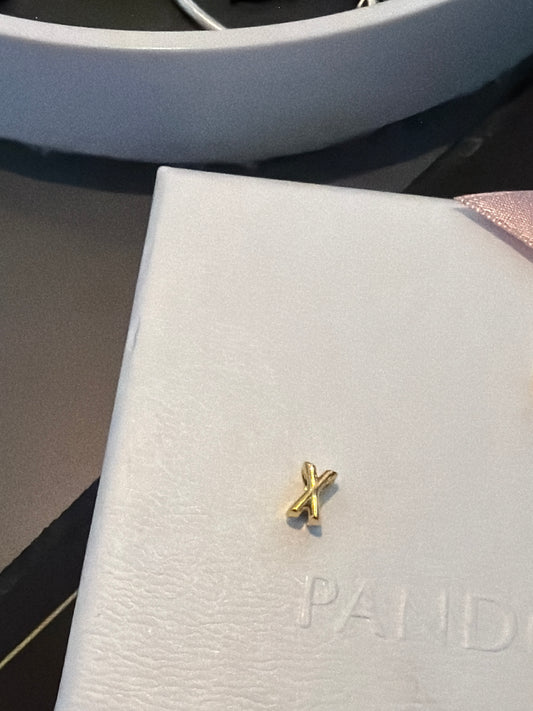 Genuine Pandora Shine Gold Initial Letter X Charm