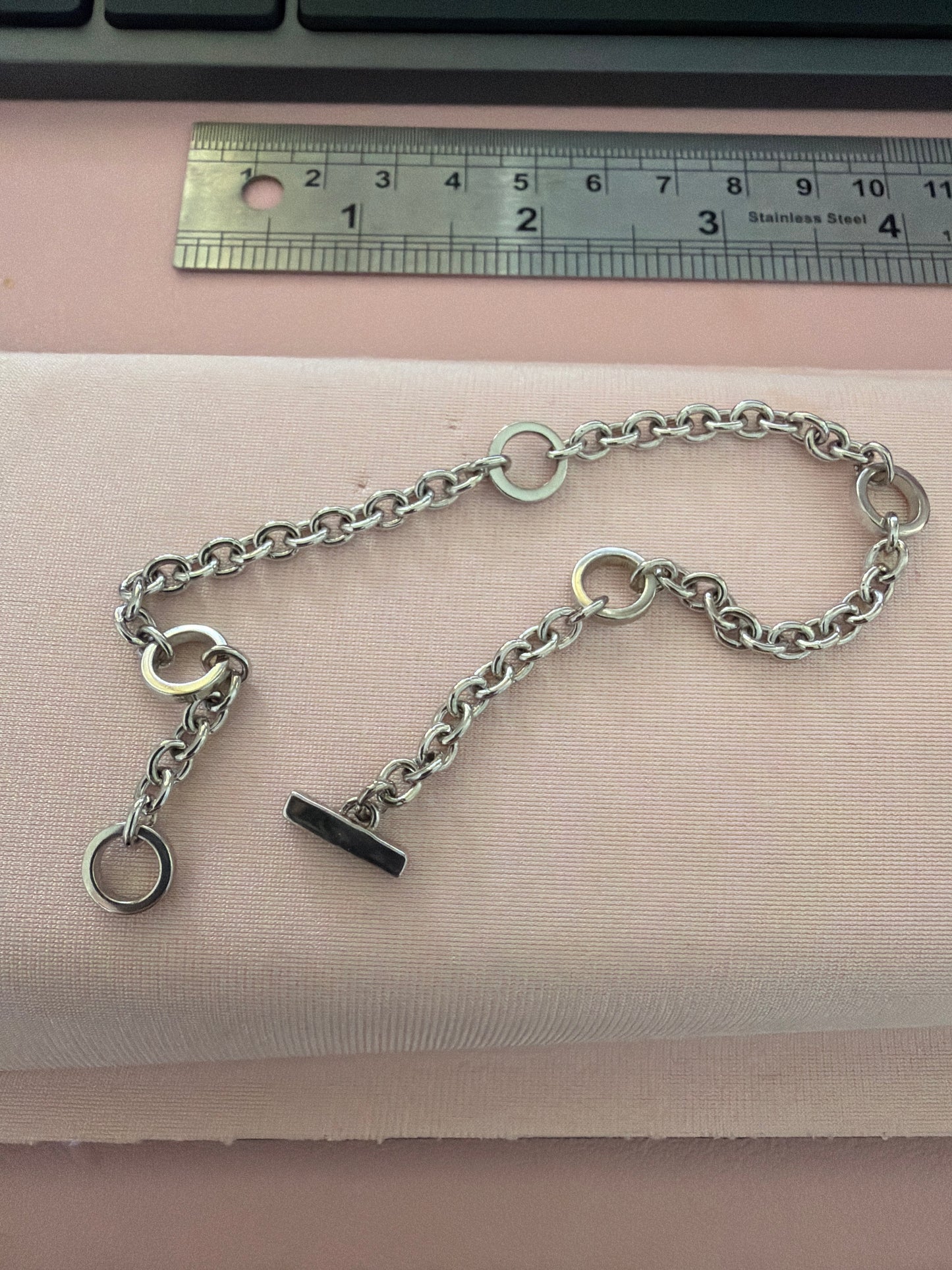 Genuine Hot Diamond & Sterling Silver T Clasp Bracelet 20cm Adjustable