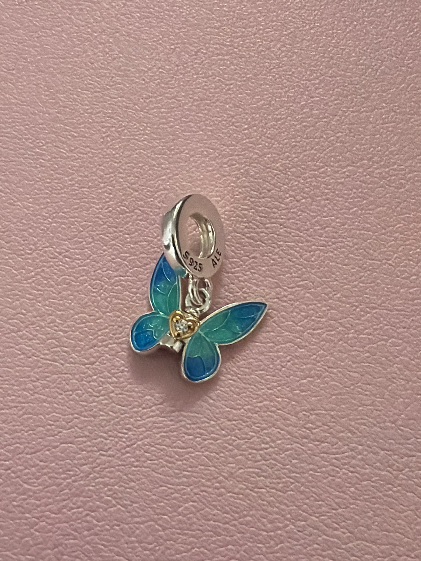 Genuine Pandora 2024 Club Charm Enamel Two Tone Butterfly Dangle Charm