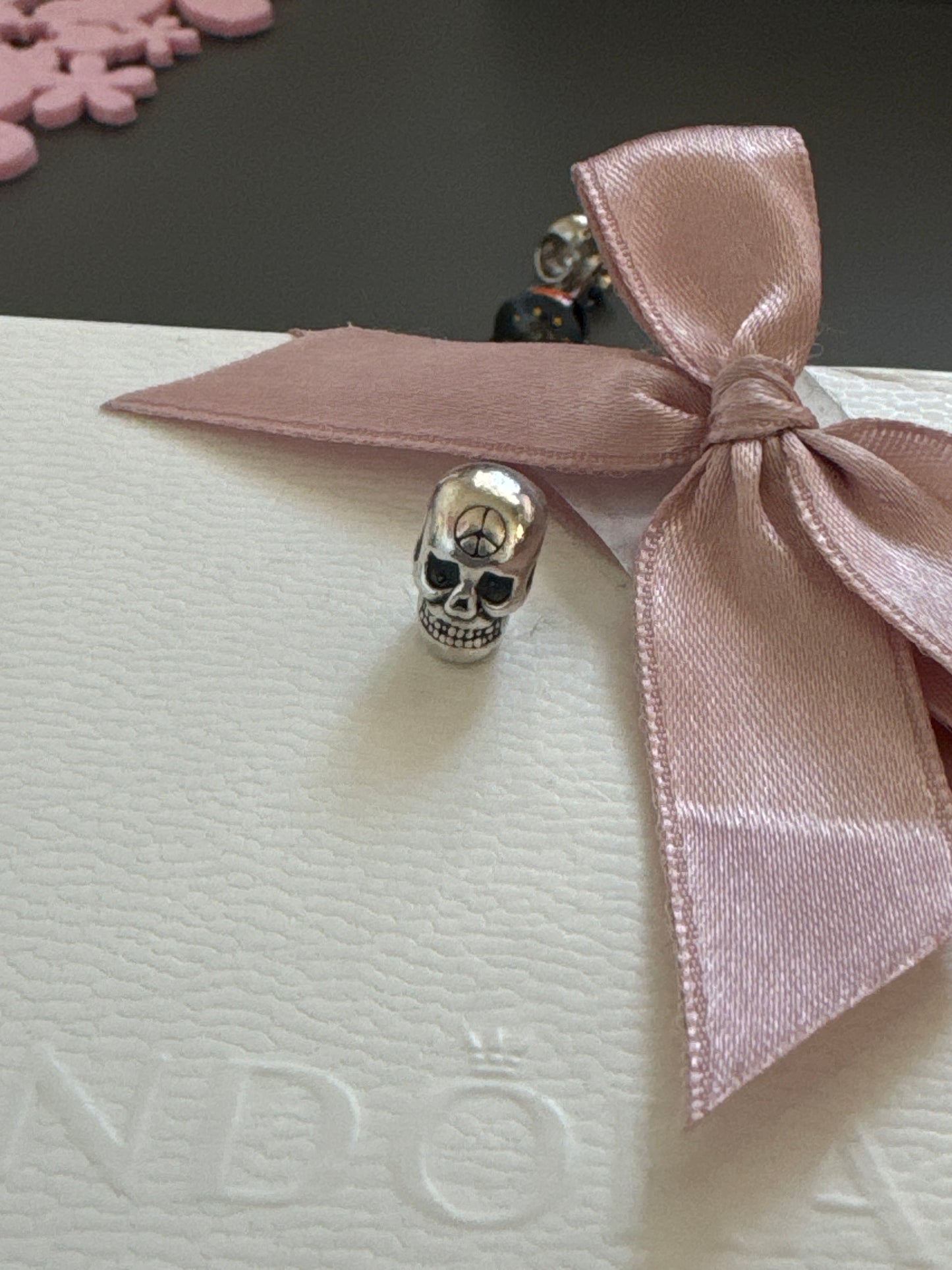 Sterling Silver Skull and Peace Charm